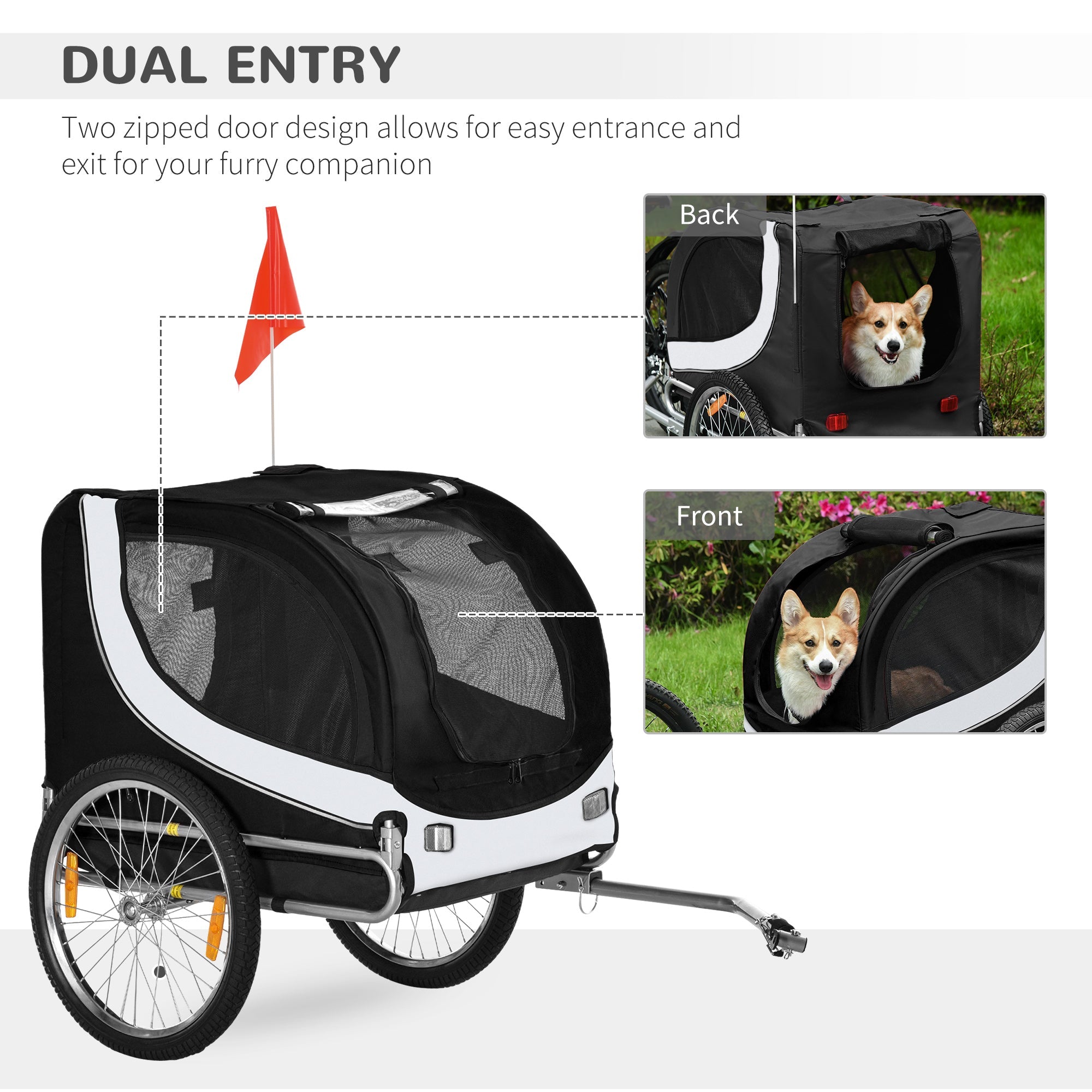 Dog Bike, Trailer Pet Cart, Bicycle Wagon, Travel Cargo, Carrier Attachment with Hitch, Foldable for Travelling, White Dog Bike Trailers & Strollers   at Gallery Canada