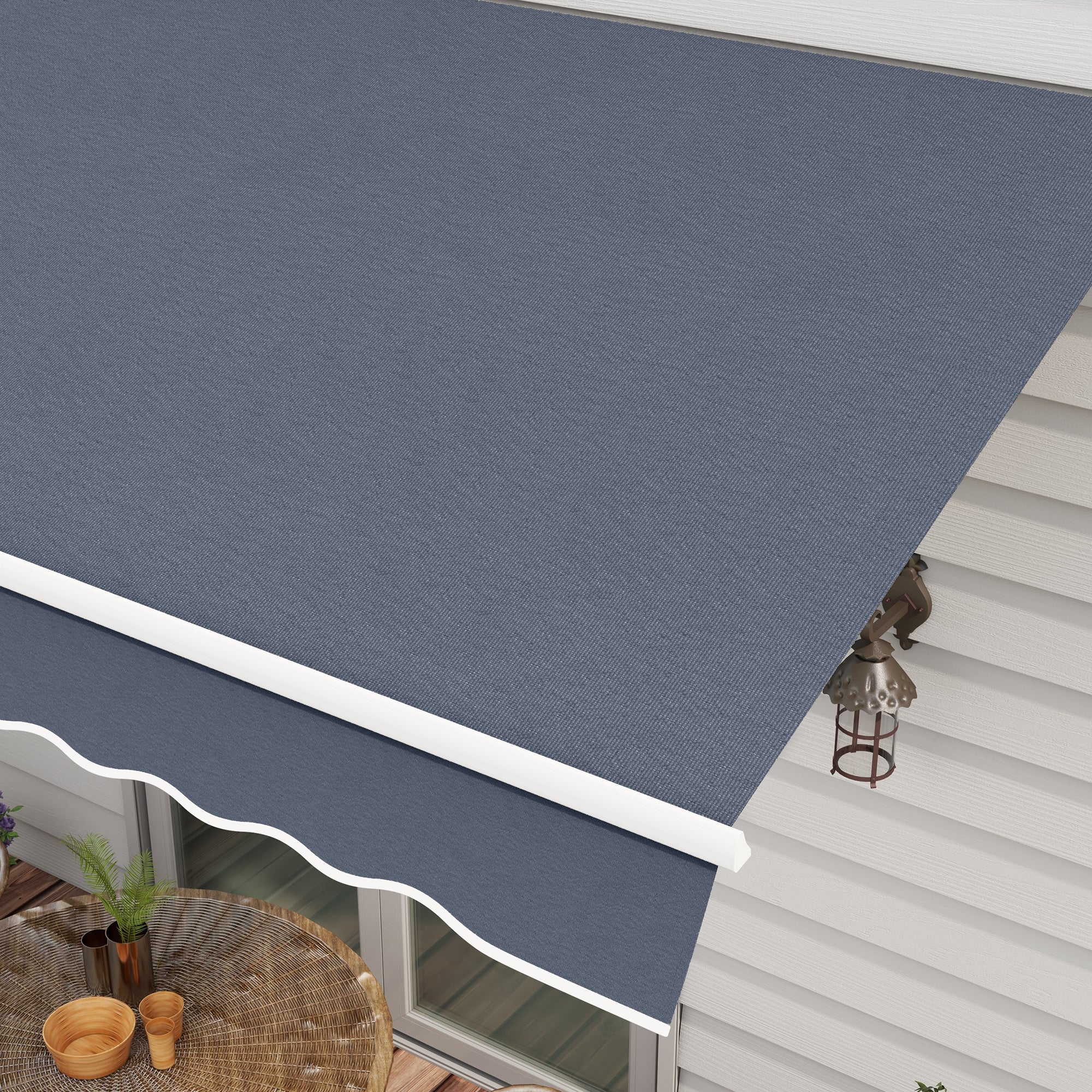 12' x 8' Retractable Patio Awning Sunshade Shelter with Manual Crank Handle UV &; Water-Resistant for Deck Balcony Grey Deck Awnings at Gallery Canada