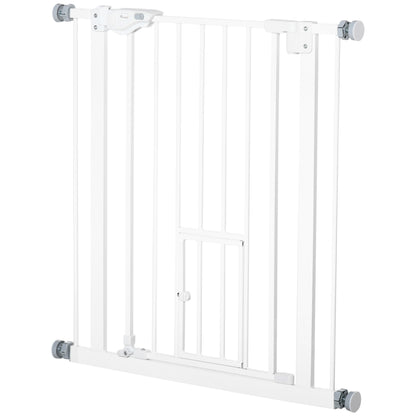 Pet Gate Extra Wide Press-Mounted with Cat Door, Auto Closing Pet Gate for Stair, Hallway, 29-32 Inch, White Houses, Kennels & Pens Black at Gallery Canada