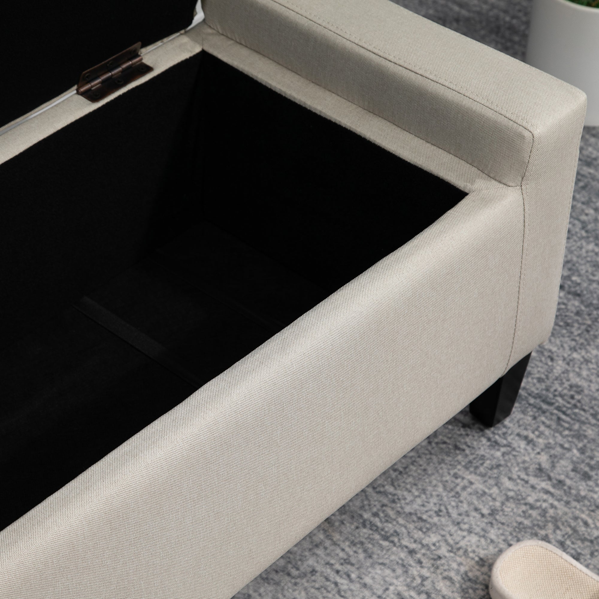 Storage Ottoman Bench Linen-Touch Fabric Tufted Chest Footstool with Flipping Top, Beige Storage Ottomans & Benches at Gallery Canada