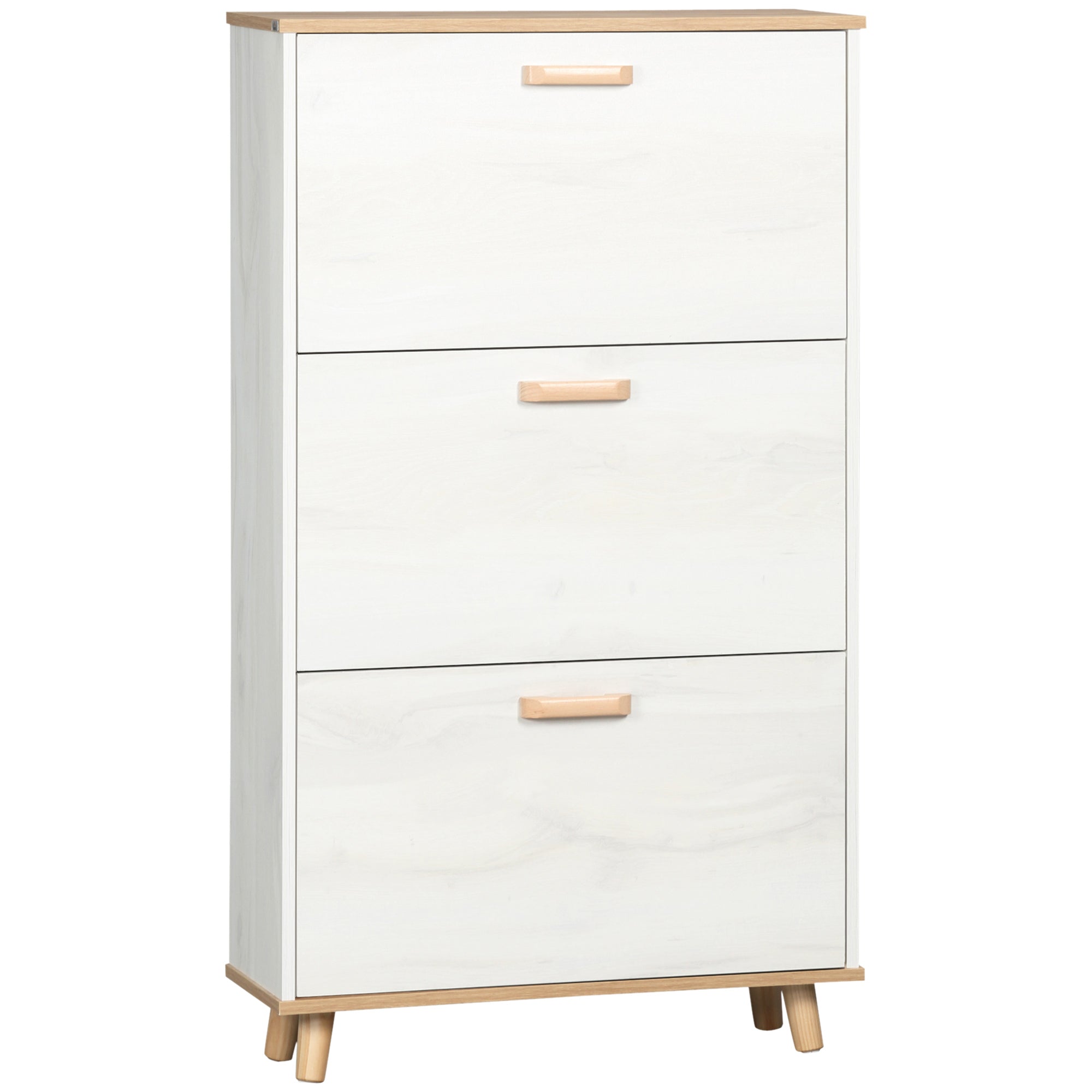 Modern Shoe Cabinet with 3 Flip Drawers and Adjustable Shelf, 12 Pair Shoe Storage Cabinet for Hallway, Entryway, White Shoe Storage Cabinets & Racks White  at Gallery Canada