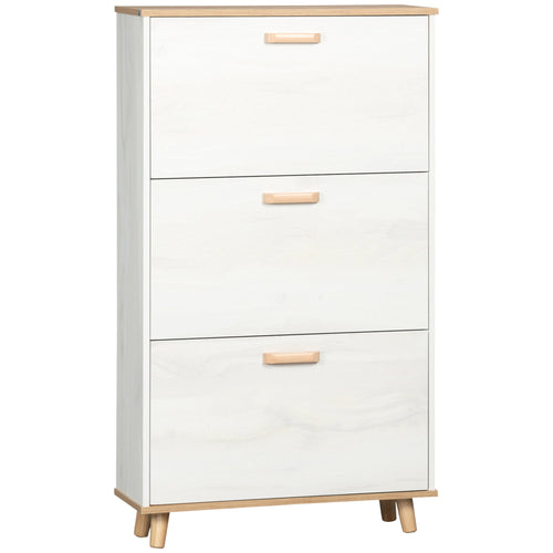 Modern Shoe Cabinet with 3 Flip Drawers and Adjustable Shelf, 12 Pair Shoe Storage Cabinet for Hallway, Entryway, White