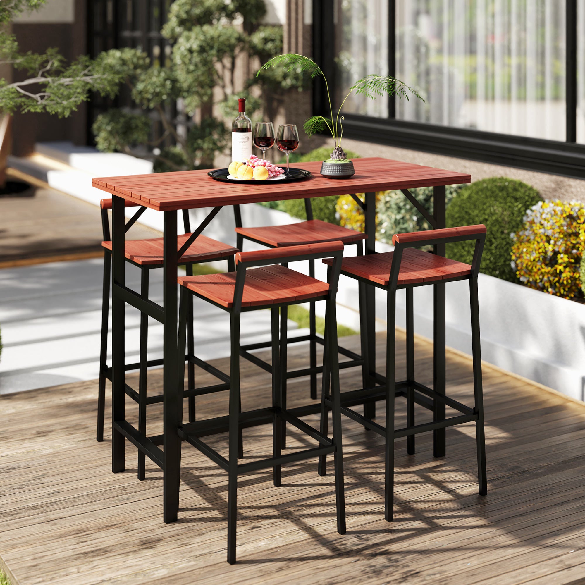 5 Piece Patio Bar Set with 47