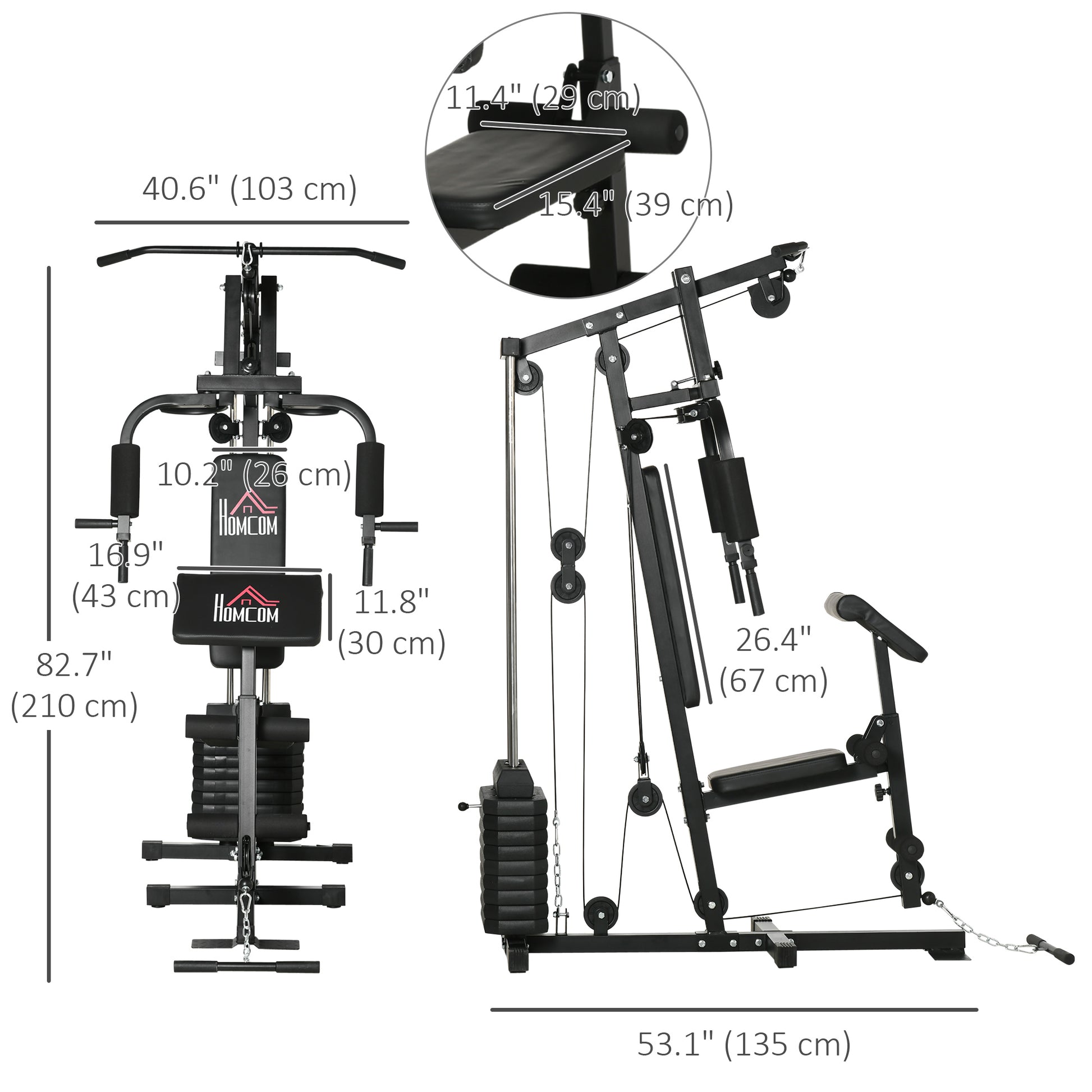 Multi-Exercise Home Gym Station with 99lbs Weight Stack, for for Back, Chest, Arms, Full Body Workout Power Towers   at Gallery Canada