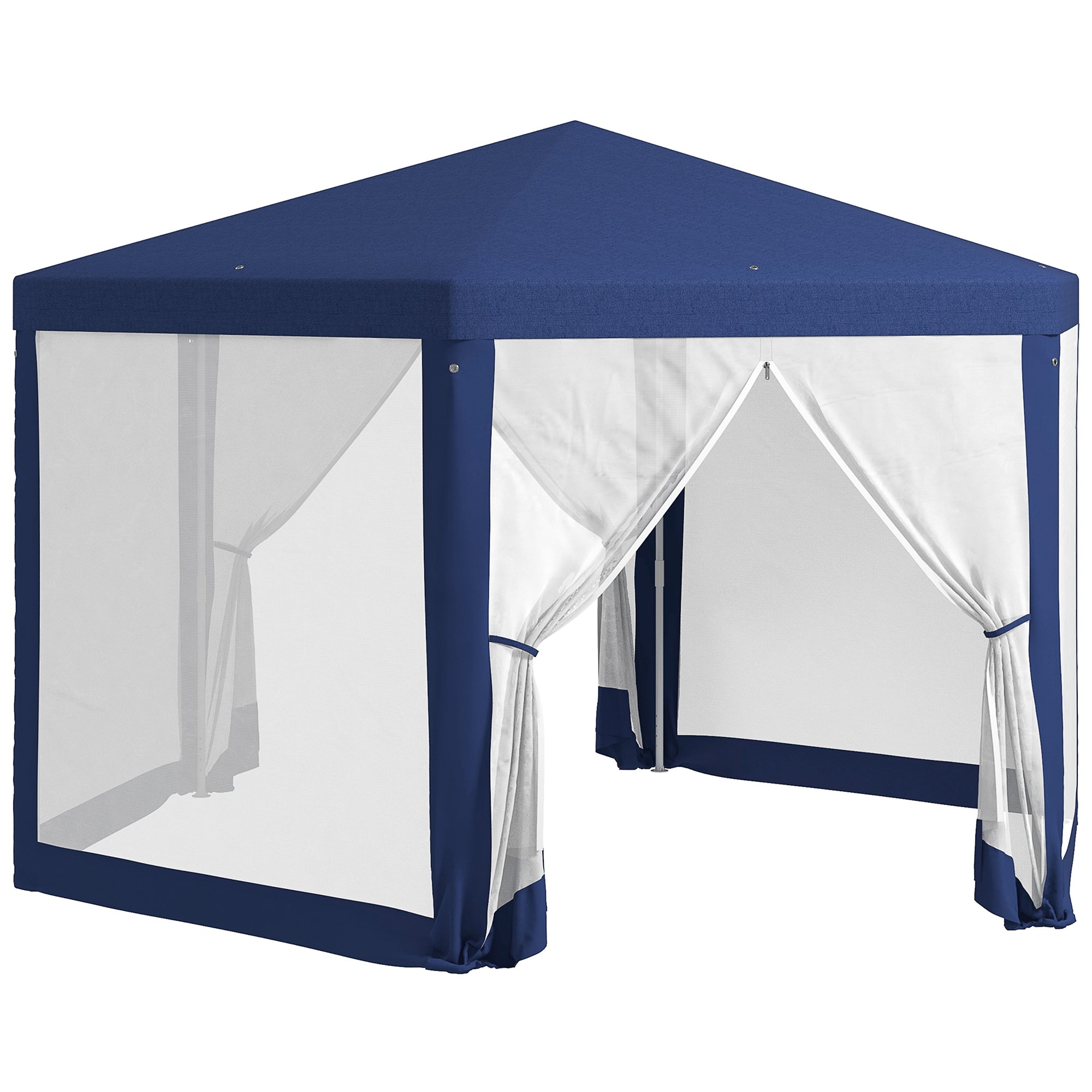 Hexagon Party Tent, Patio Gazebo with Netting Mesh, Blue Canopy Tents at Gallery Canada