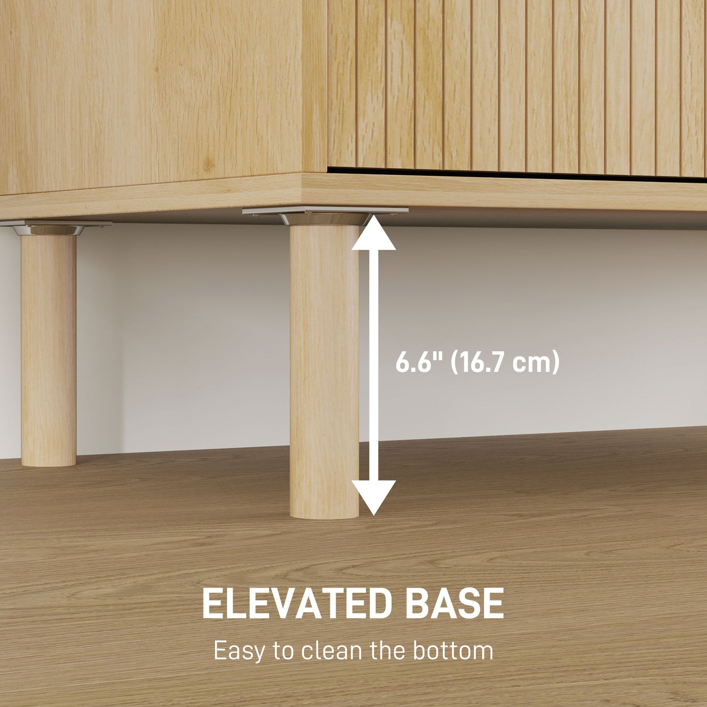 Accent Cabinet with Doors &; Adjustable Shelf, Freestanding Storage Cabinet with Wood Legs for Living Room, Oak Storage Cabinets at Gallery Canada