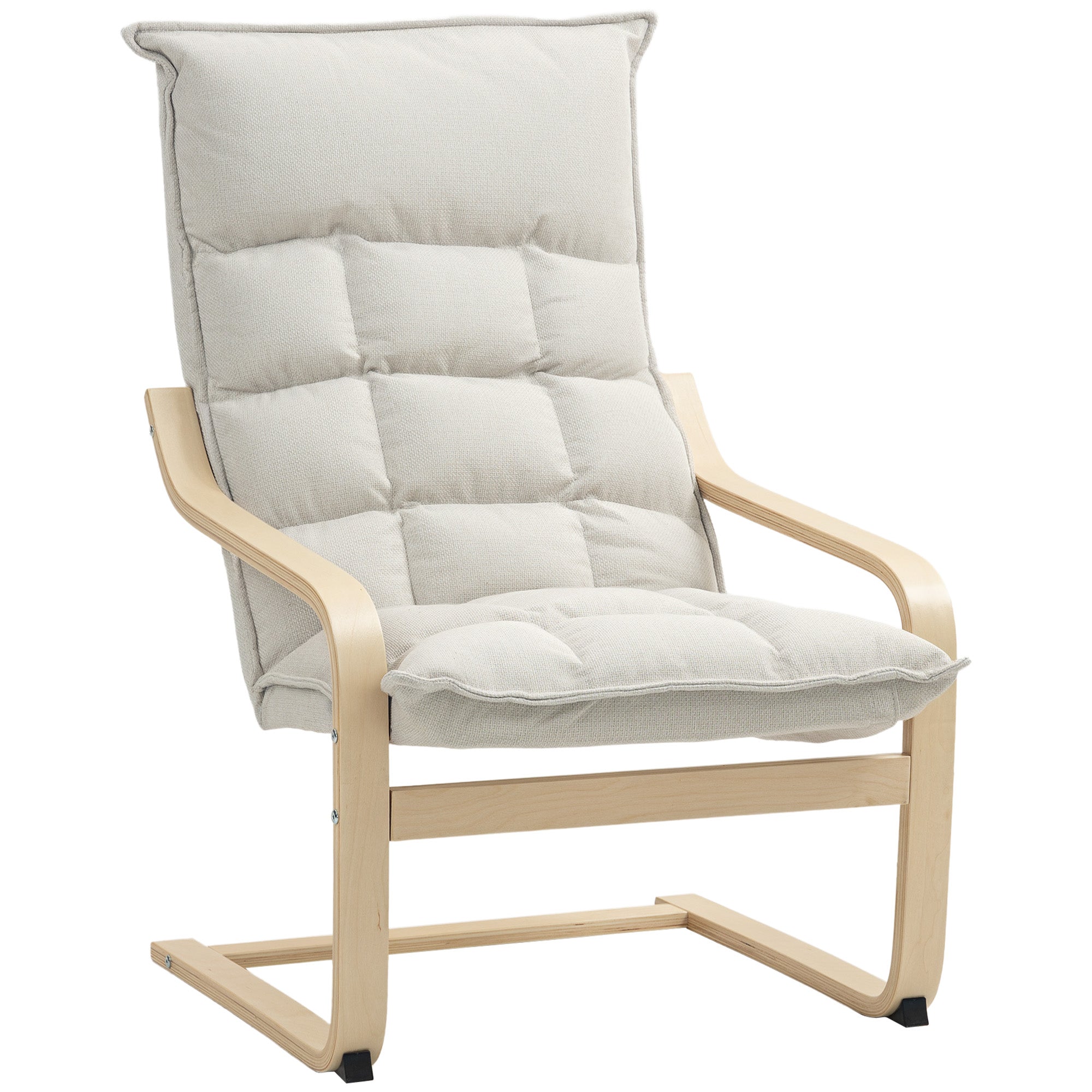 Modern Armchair, Upholstered Accent Chair with Curved Leg and Arm, Leisure Lounge Chair for Living Room, Cream White Accent Chairs Cream at Gallery Canada