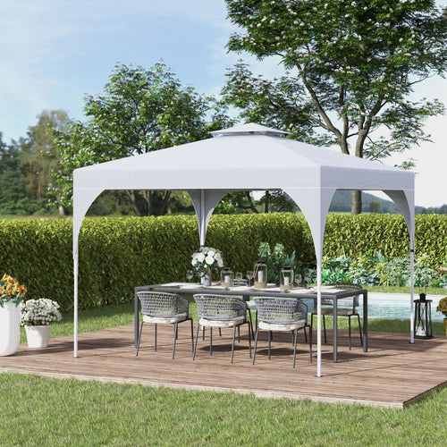 10'x10' Pop Up Canopy, Easy Set Up Party Tent with 2 Tier Vented Roof and Carrying Bag for Outdoor, Garden, Camping, White