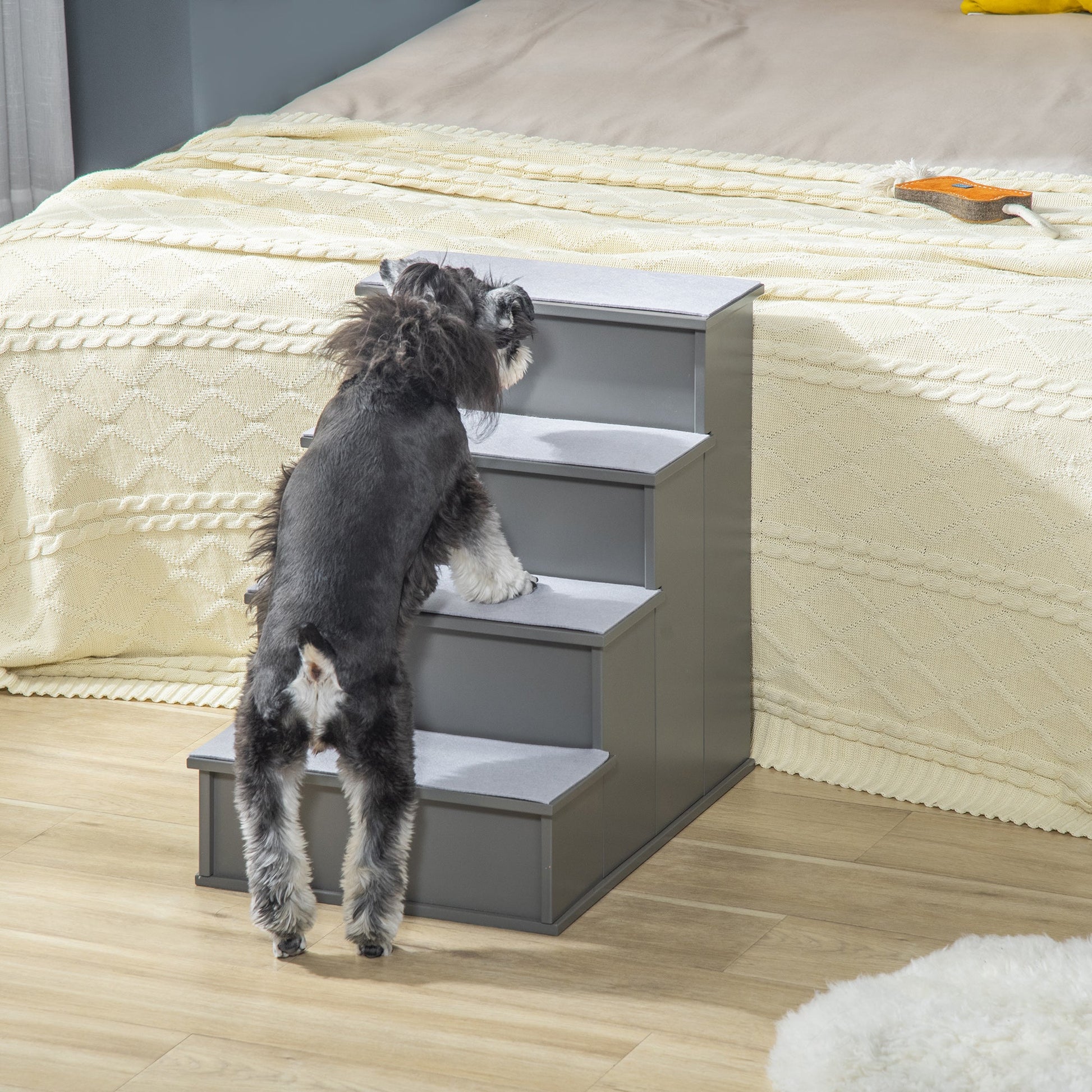 Dog Steps Pet Stairs for Bed Cat Ladder for Couch with Non-Slip Carpet, 15.7" x 23.2" x 21.3", Grey Dog Stairs   at Gallery Canada