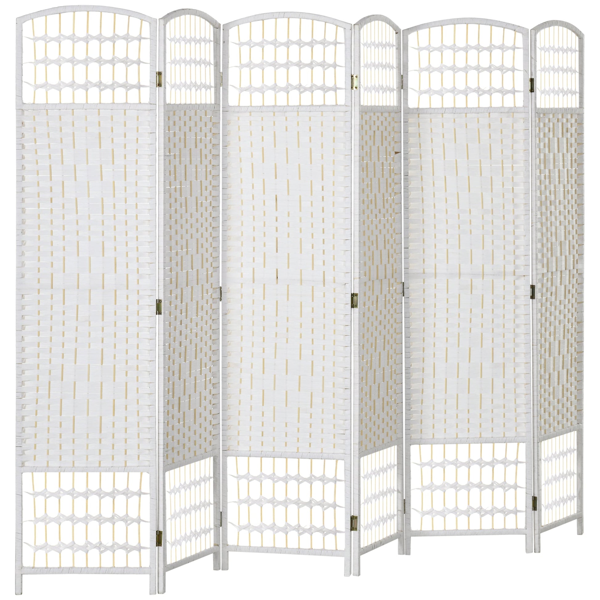 6 Panel Folding Room Divider, Portable Privacy Screen, Wave Fiber Room Partition for Home Office, White Room Dividers White  at Gallery Canada