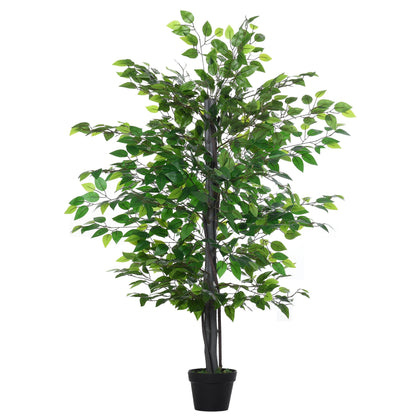 4.75FT Artificial Ficus Tree, Fake Tree with Leaves, Faux Plant in Nursery Pot for Indoor and Outdoor Decoration Artificial Trees Green  at Gallery Canada