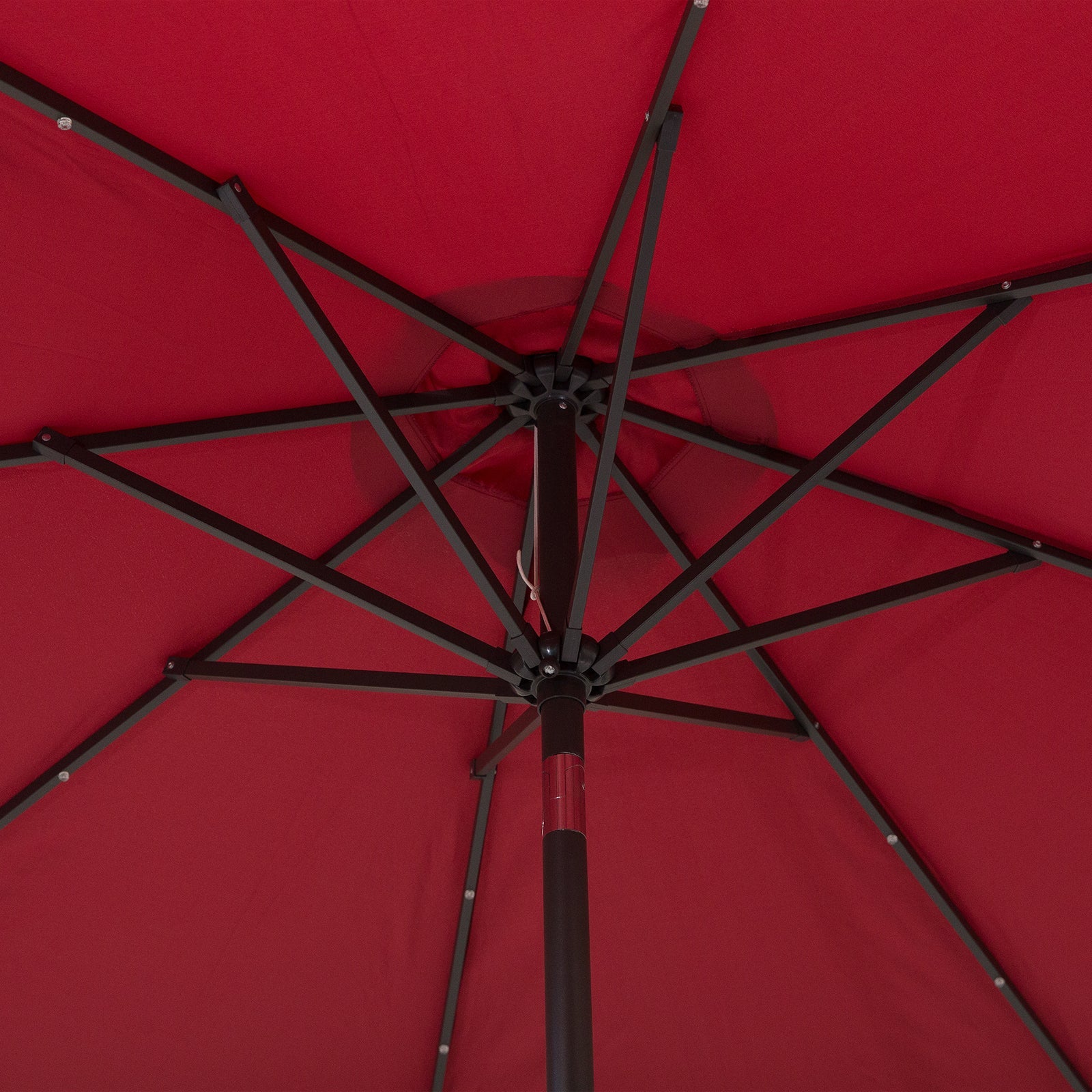 9ft Solar Patio Umbrella Outdoor Sunshade 24 LED Lights Tilt Canopy, Wine Red Sun Umbrellas   at Gallery Canada