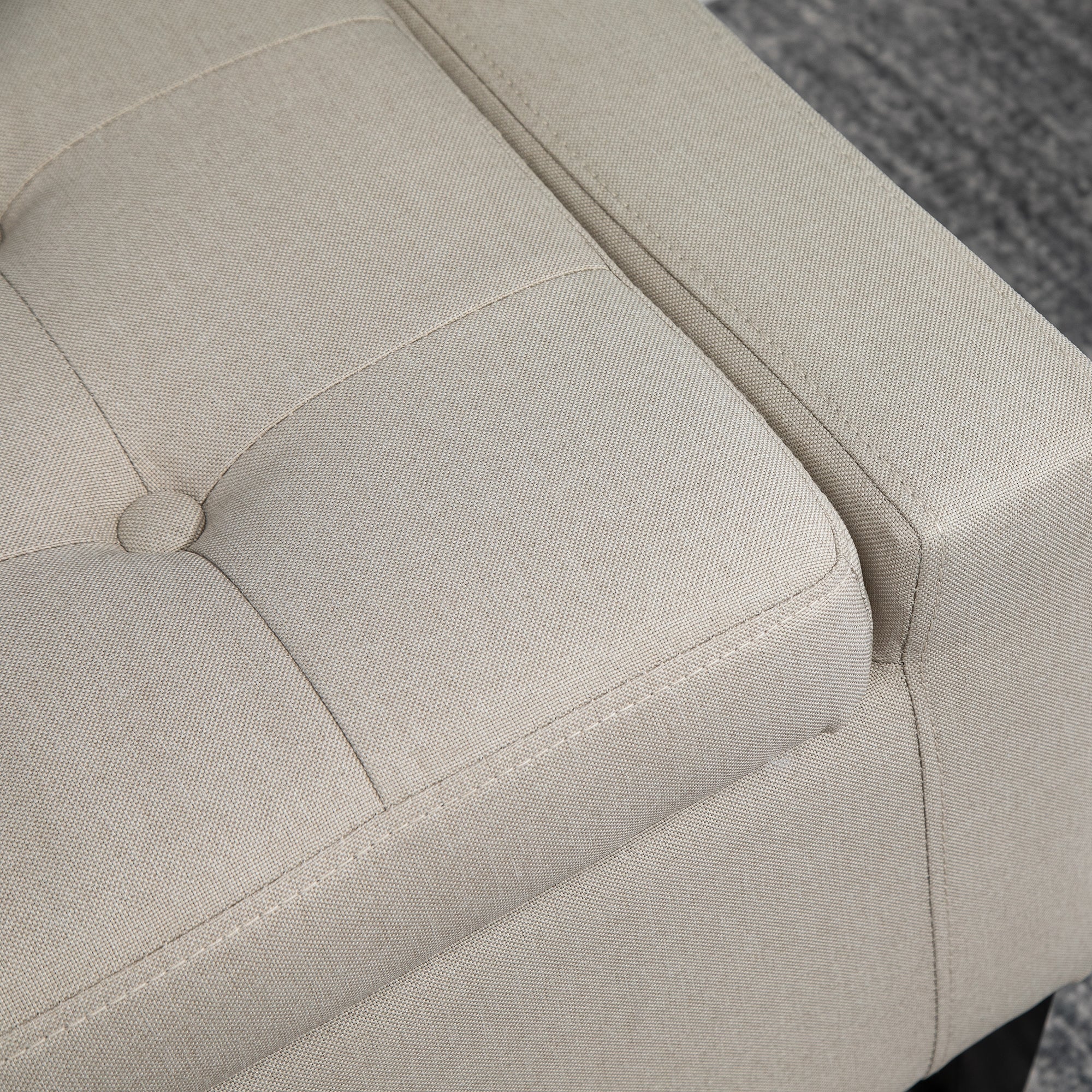 Storage Ottoman Bench Linen-Touch Fabric Tufted Chest Footstool with Flipping Top, Beige Storage Ottomans & Benches at Gallery Canada