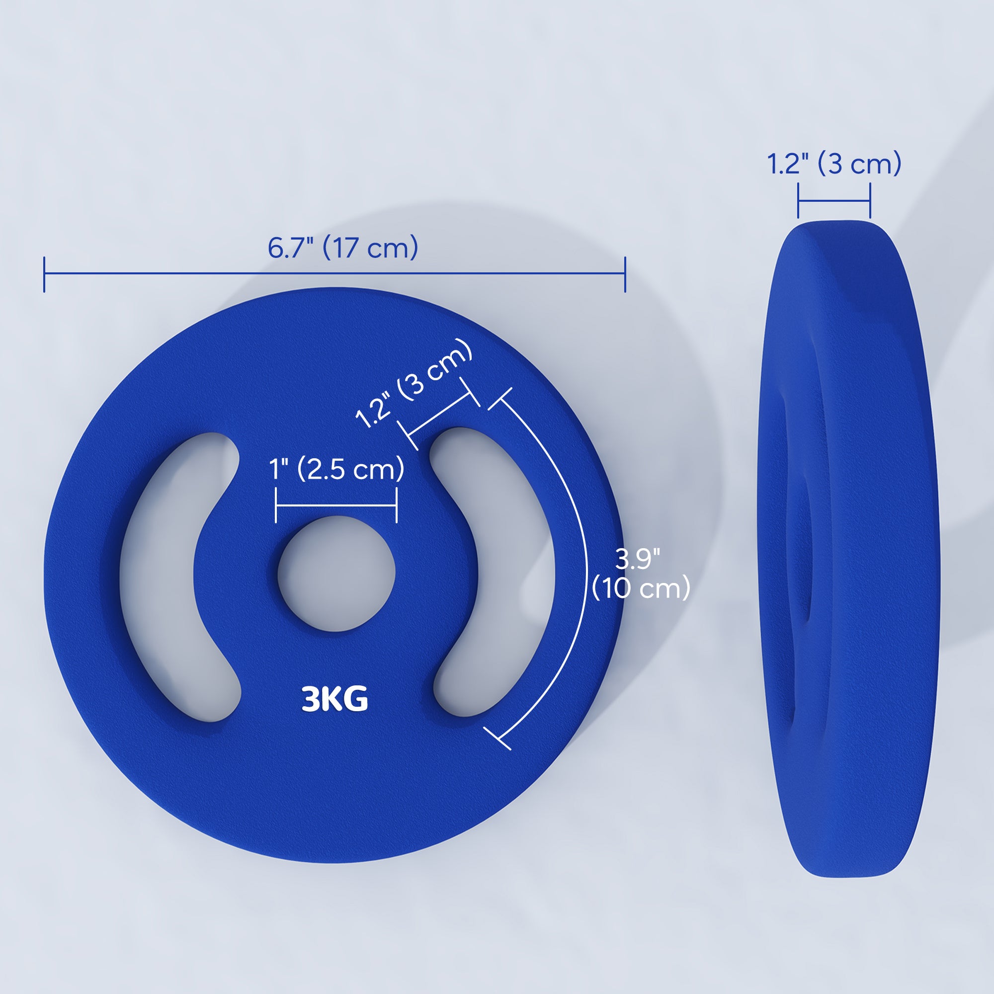 2 x 6.6lbs Standard Weight Plates with Easy-Grip Handles, 1