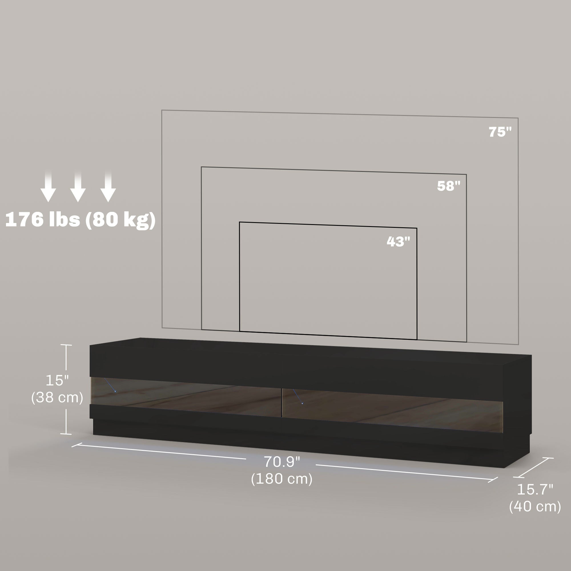 Lighted TV Stand for TVs up to 75