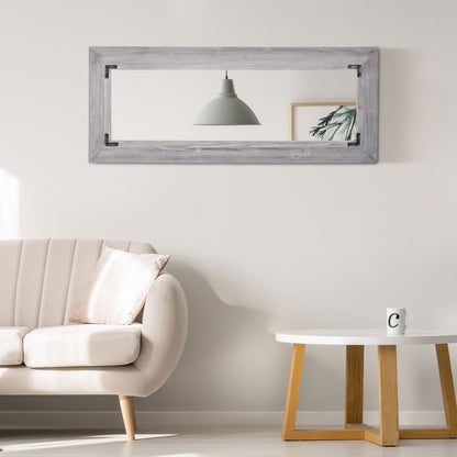 59" x 23.5" Farmhouse Full Length Mirror, Wall Hang and Leaner Floor Mirror, Vertical and Horizontal, Distressed Wood Framed, for Living Room, Grey Wall Mirrors at Gallery Canada