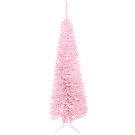 5FT Artificial Christmas Tree, Pencil Christmas Tree with Realistic Branches, Stable Stand, Pink Pencil Christmas Trees   at Gallery Canada