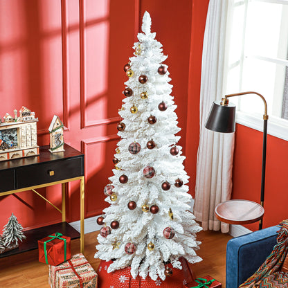 6ft White Christmas Tree, Flocked Pencil Christmas Tree with 376 Branch Tips and Metal Base for Home, Indoor, Holiday Pencil Christmas Trees   at Gallery Canada