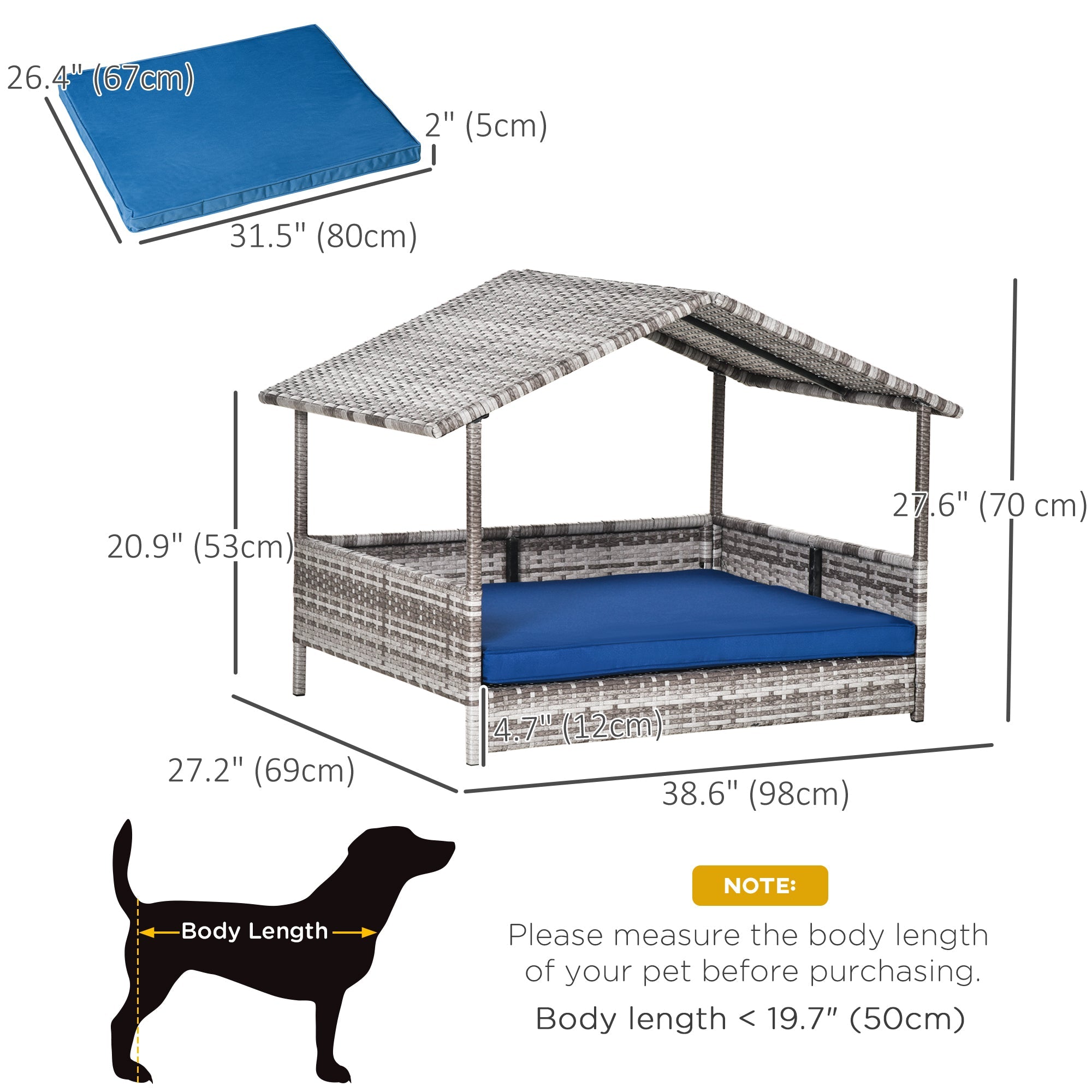 Wicker Pet House Dog Bed for Indoor/Outdoor Rattan Furniture with Cushion Houses, Kennels & Pens   at Gallery Canada