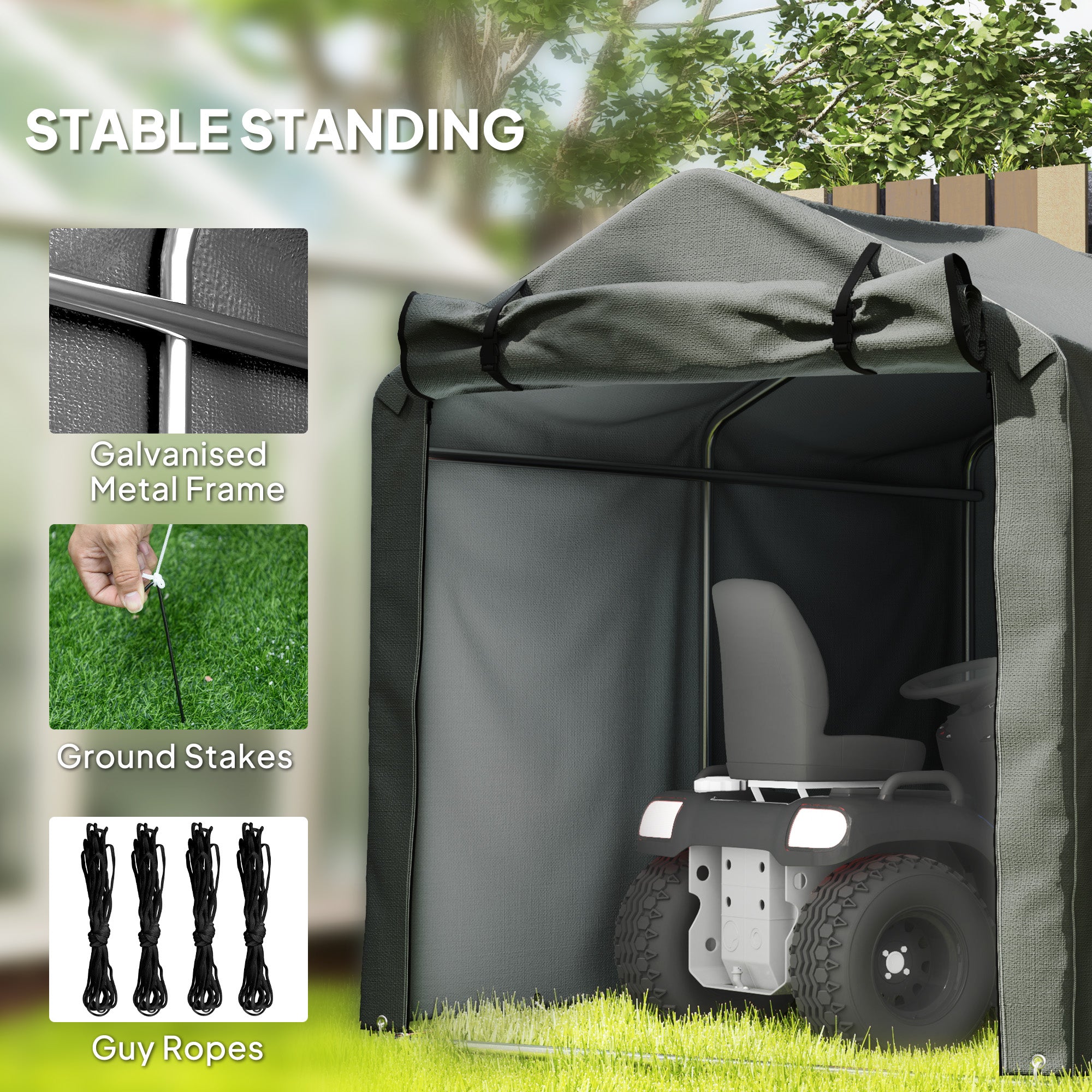 Outdoor Storage Shed, UV Resistant Bike Tent with Roll-up Zipper Door, Portable Shed for Bike, Motorcycle, Dark Grey Sheds at Gallery Canada