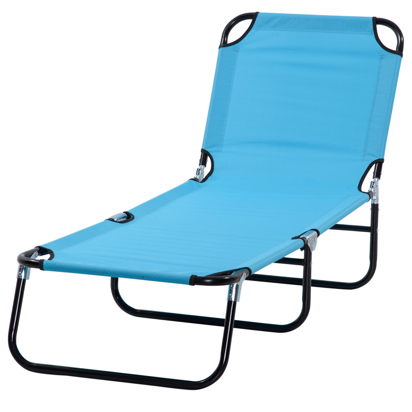 Outdoor Folding Lounge Chair, Steel Tanning Chair with Reclining Back, Breathable Mesh for Beach, Yard, Patio, Sky Blue Lounger Chairs   at Gallery Canada