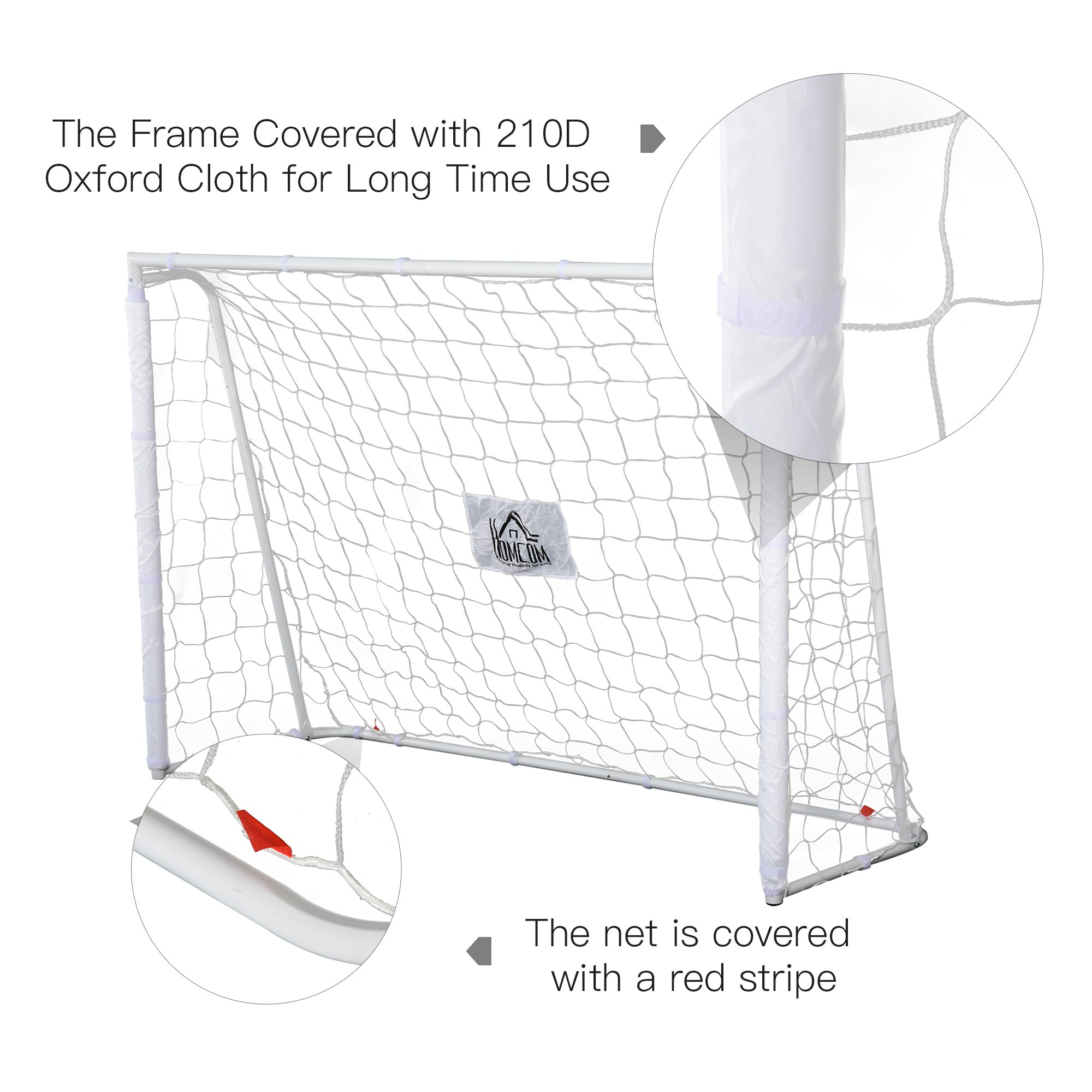 6ft x 4ft Soccer Goal Net with Metal Frame, PE Mesh, Ground Stakes, Easy Assembly, White Football   at Gallery Canada