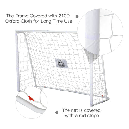 6ft x 4ft Soccer Goal Net with Metal Frame, PE Mesh, Ground Stakes, Easy Assembly, White Football   at Gallery Canada