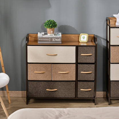 7-Bin Dresser, Fabric Chest of Bins, 3-Tier Storage Organizer for Living Room Entryway, Tower Unit with Steel Frame Wooden Top Storage Cabinets   at Gallery Canada