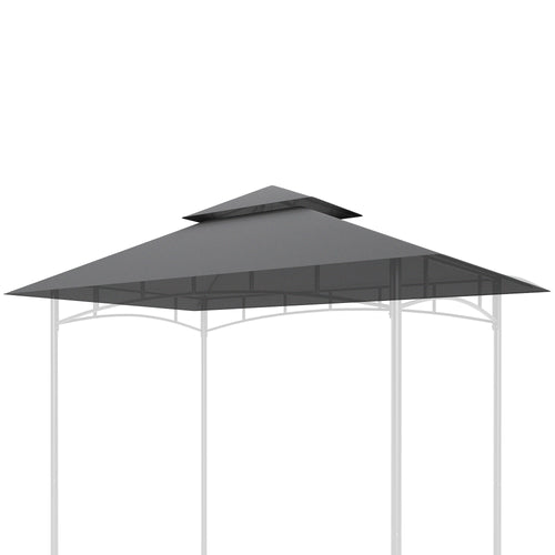 BBQ Gazebo Canopy Replacement Roof, 5' x 8' Grill Gazebo Roof with UPF50+ Double Tiered Top Cover, Dark Grey