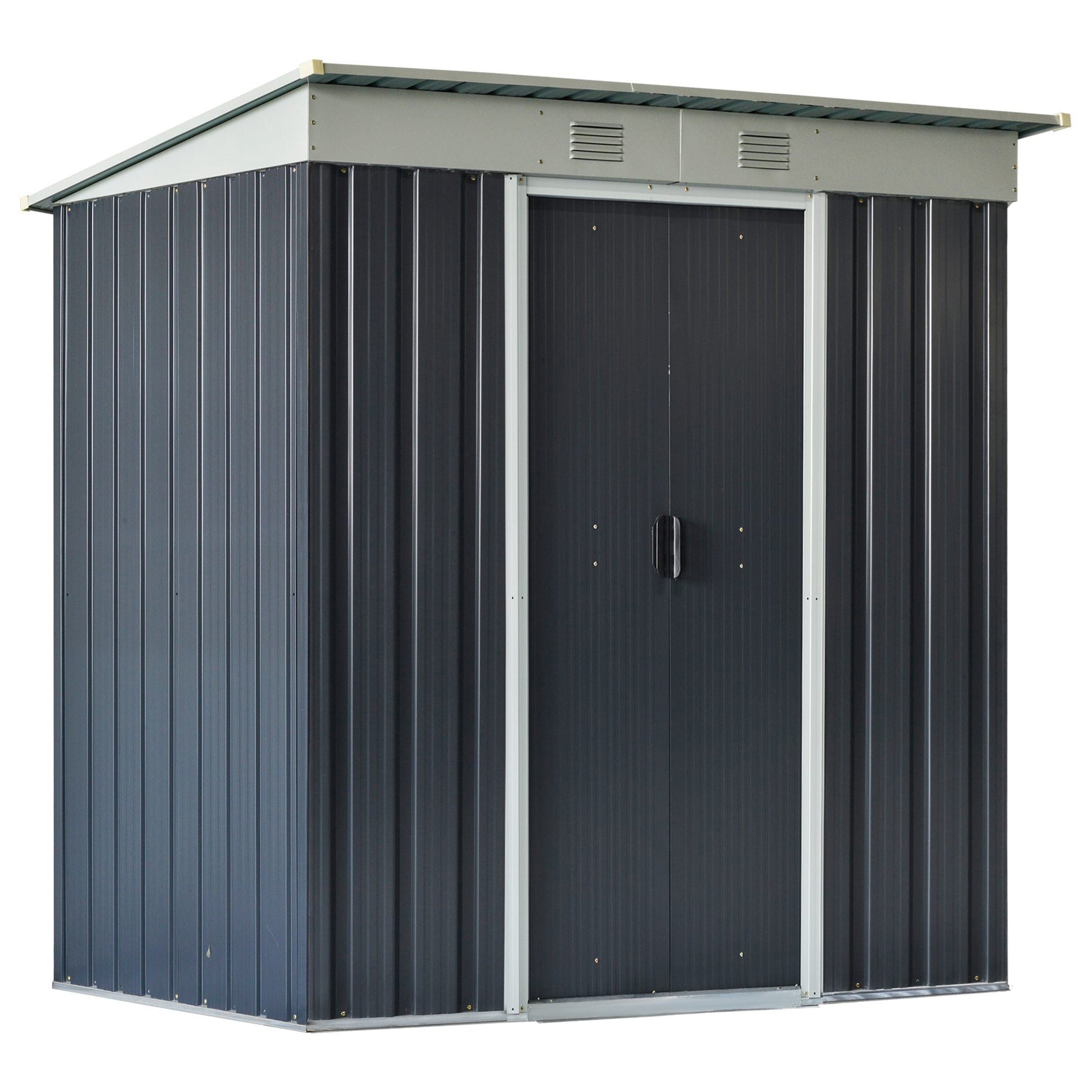 6' x 4' Outdoor Storage Shed, Metal Garden Tool Storage House Organizer with Lockable Sliding Doors and Vents for Backyard Patio Lawn, Charcoal Grey Sheds Charcaol Grey  at Gallery Canada