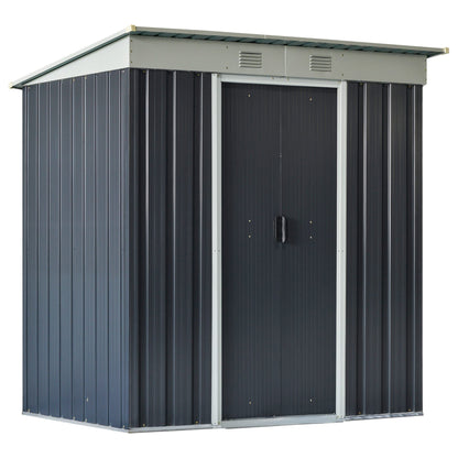 6' x 4' Outdoor Storage Shed, Metal Garden Tool Storage House Organizer with Lockable Sliding Doors and Vents for Backyard Patio Lawn, Charcoal Grey Sheds Charcaol Grey  at Gallery Canada