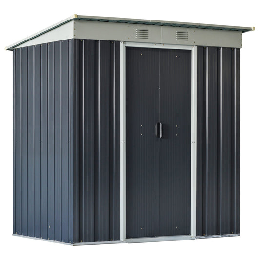 6' x 4' Outdoor Storage Shed, Metal Garden Tool Storage House Organizer with Lockable Sliding Doors and Vents for Backyard Patio Lawn, Charcoal Grey Sheds Charcaol Grey  at Gallery Canada