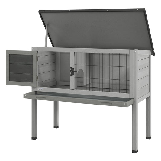 Wooden Rabbit Hutch with Openable Asphalt Roof, Tray, Grey Rabbit Hutch at Gallery Canada