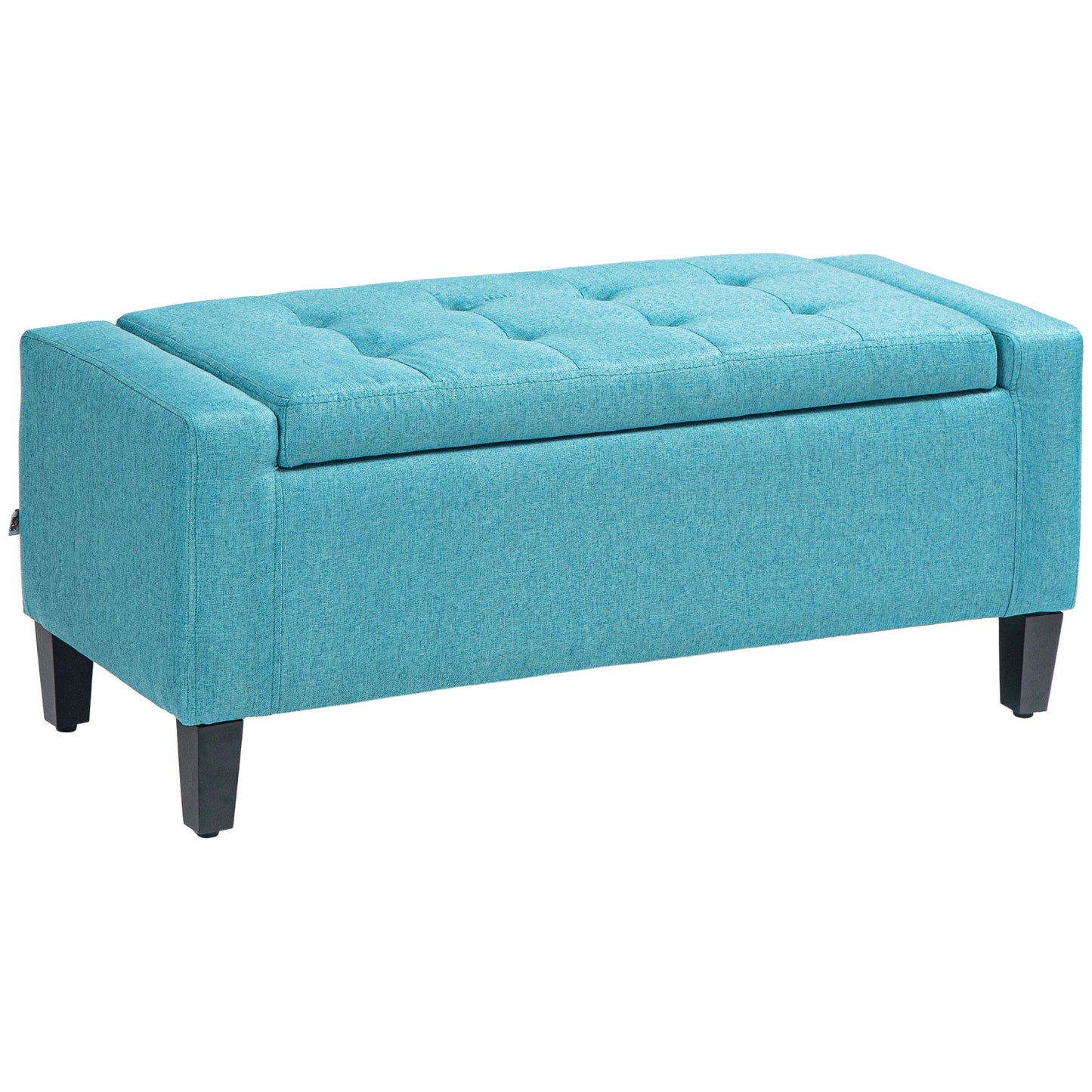 Storage Ottoman Bench, Linen Upholstered Bench with Tufted Design, Green Storage Ottomans & Benches   at Gallery Canada