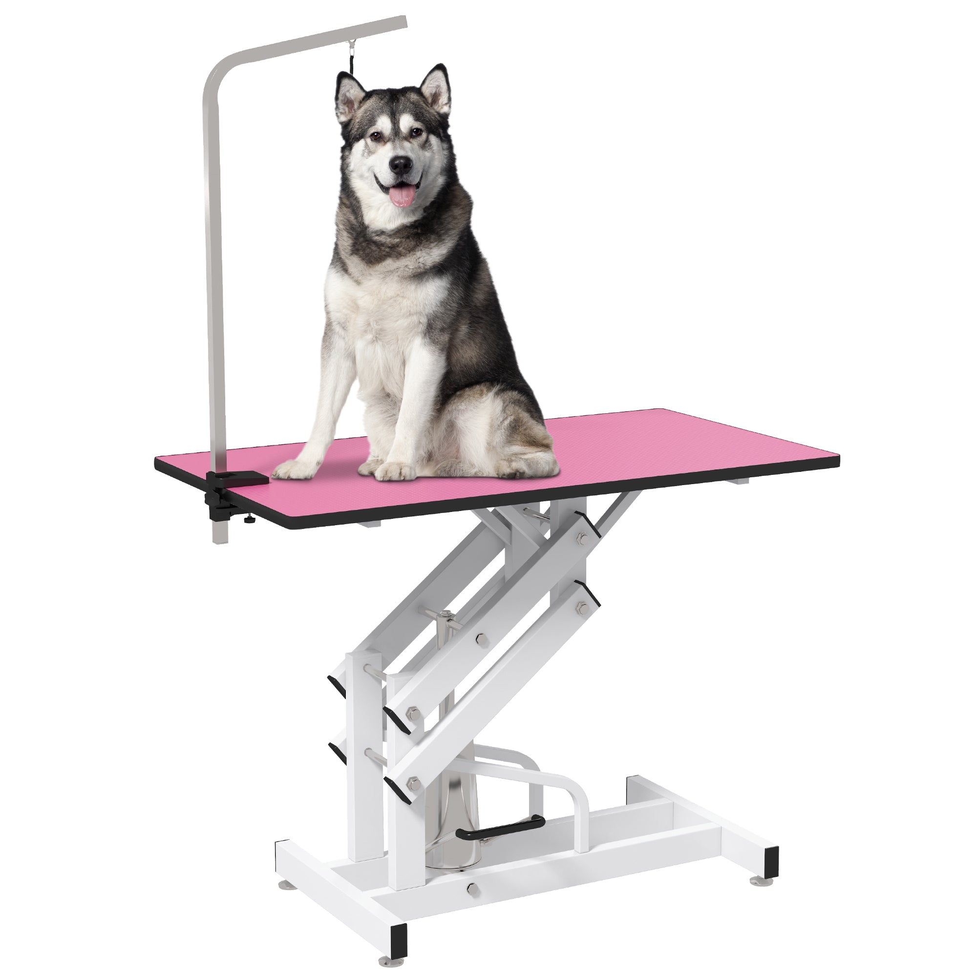 Pet Grooming Table, Height Adjustable Dog Grooming Table with Arm, Noose and Non-Slip Grooming Table, Pink Dog Grooming Tables at Gallery Canada