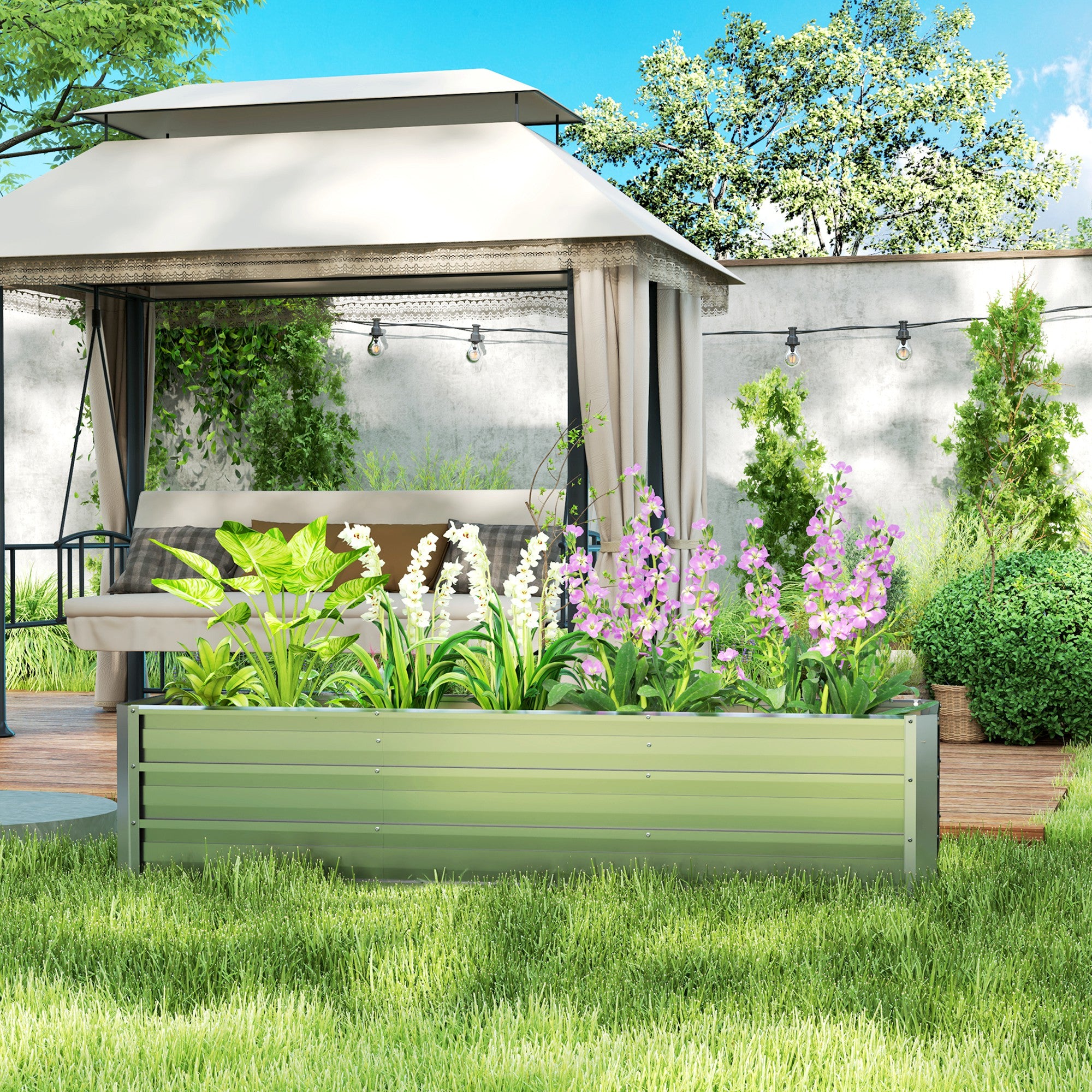 6' x 1.5' x 1.3' Galvanized Raised Garden Bed, Elevated Large Metal Planter Box w/ Install Gloves for Backyard, Patio to Grow Vegetables, Herbs, and Flowers, Silver Raised Garden Beds at Gallery Canada