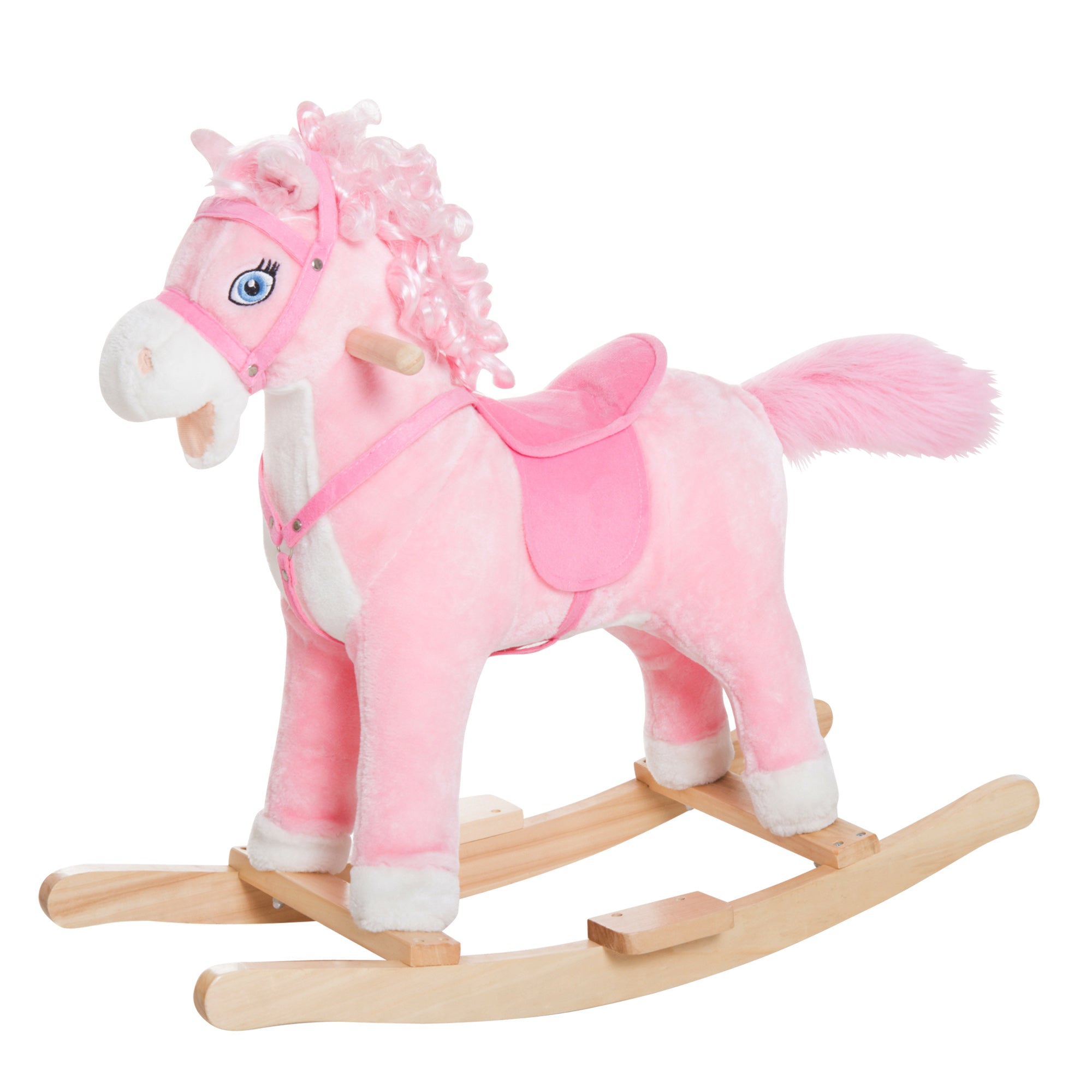 Kids Plush Rocking Horse Child Ride On Toy Rocker with Realistic Sounds Pink Rocking Horses at Gallery Canada