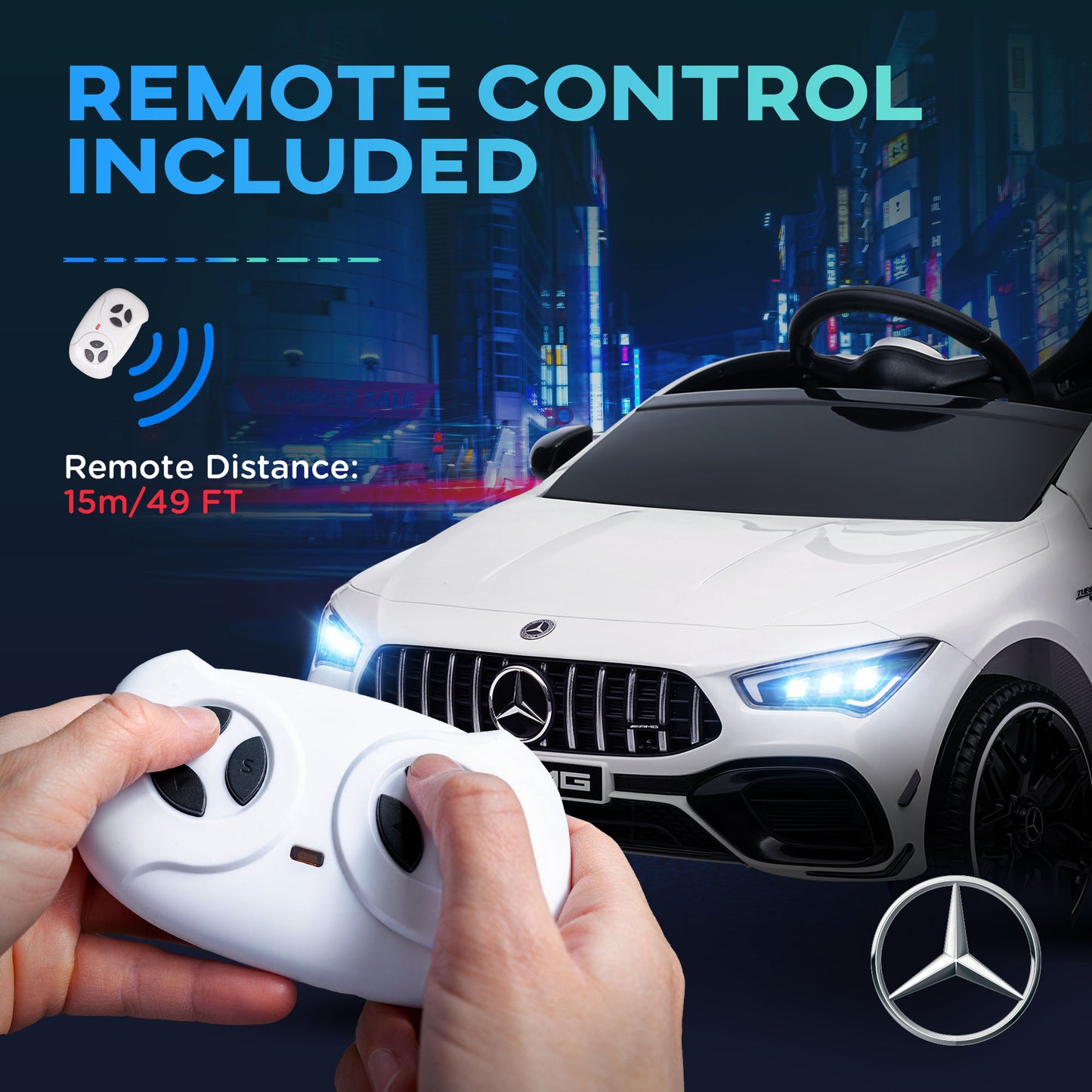 Mercedes-AMG Licensed 12V Ride on Car, Kids Electric Car with Remote Control, Spring Suspension, LED Lights, White Electric Toy Cars   at Gallery Canada