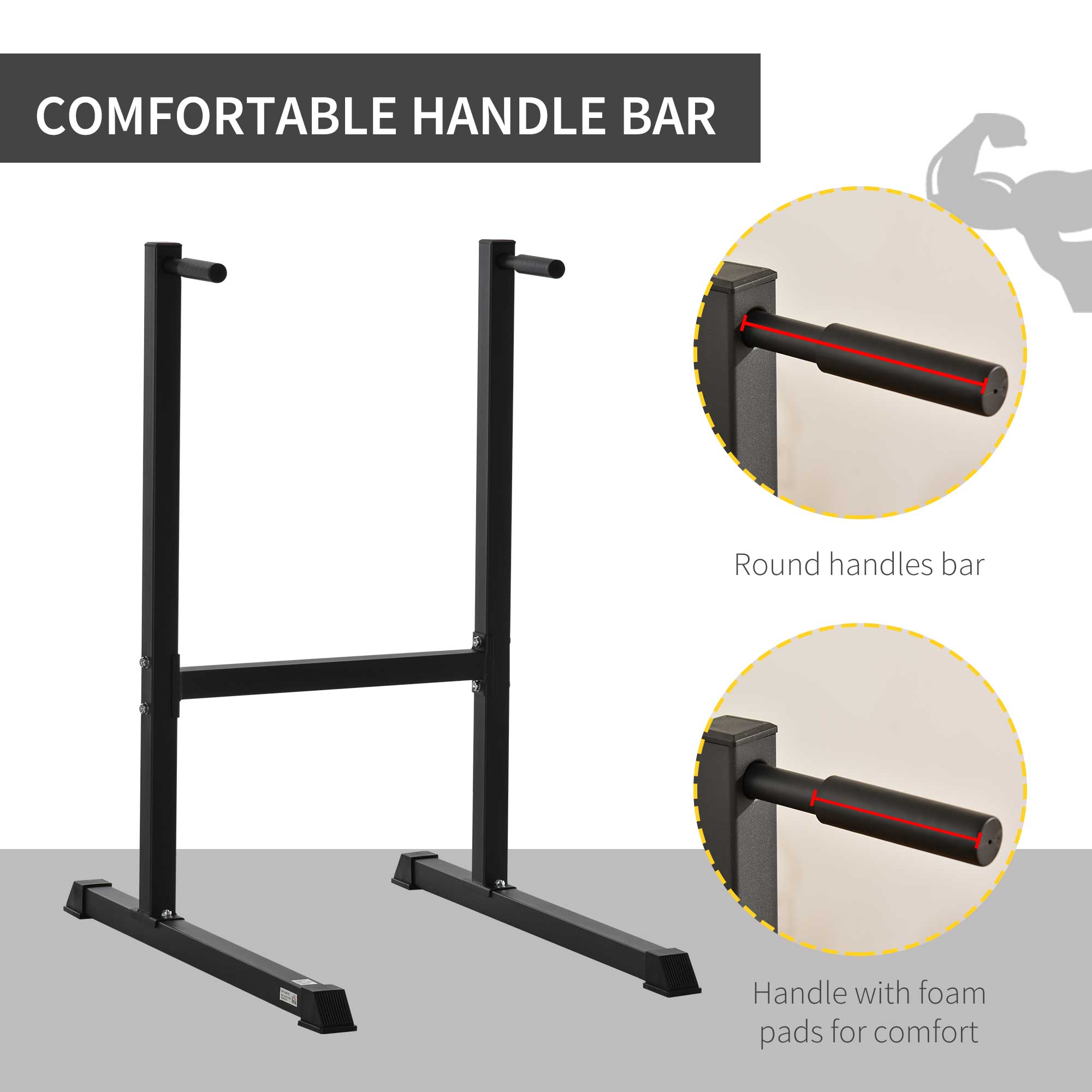 Dip Station with Padded Handles, Multifunctional Fitness Training Dip Bar for Indoor Home Gym Workout, Black Power Towers at Gallery Canada