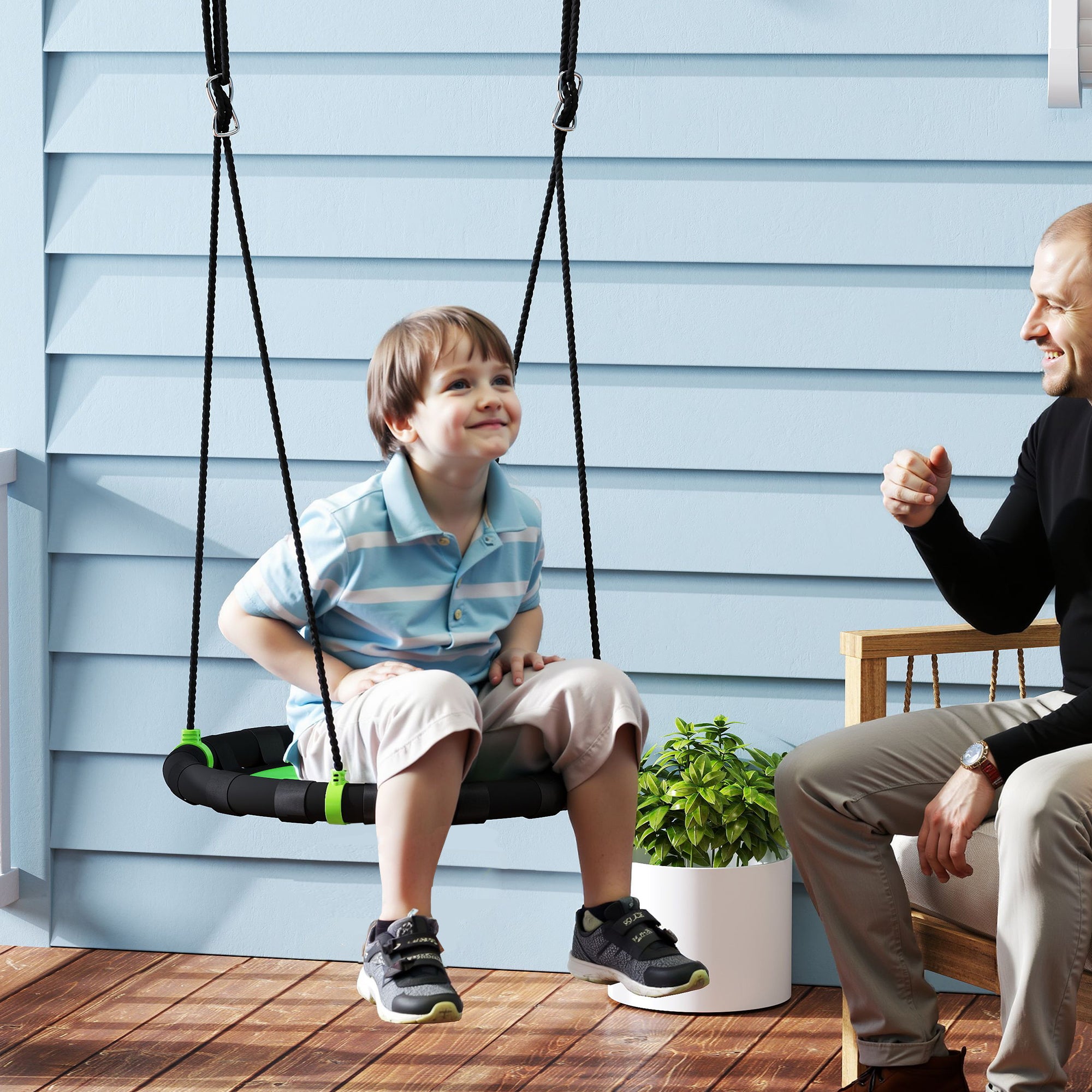 24 inch Saucer Tree Swing Set for Kids with Adjustable Hanging Ropes for Outdoor, Backyard, Green Gym Sets & Swings at Gallery Canada