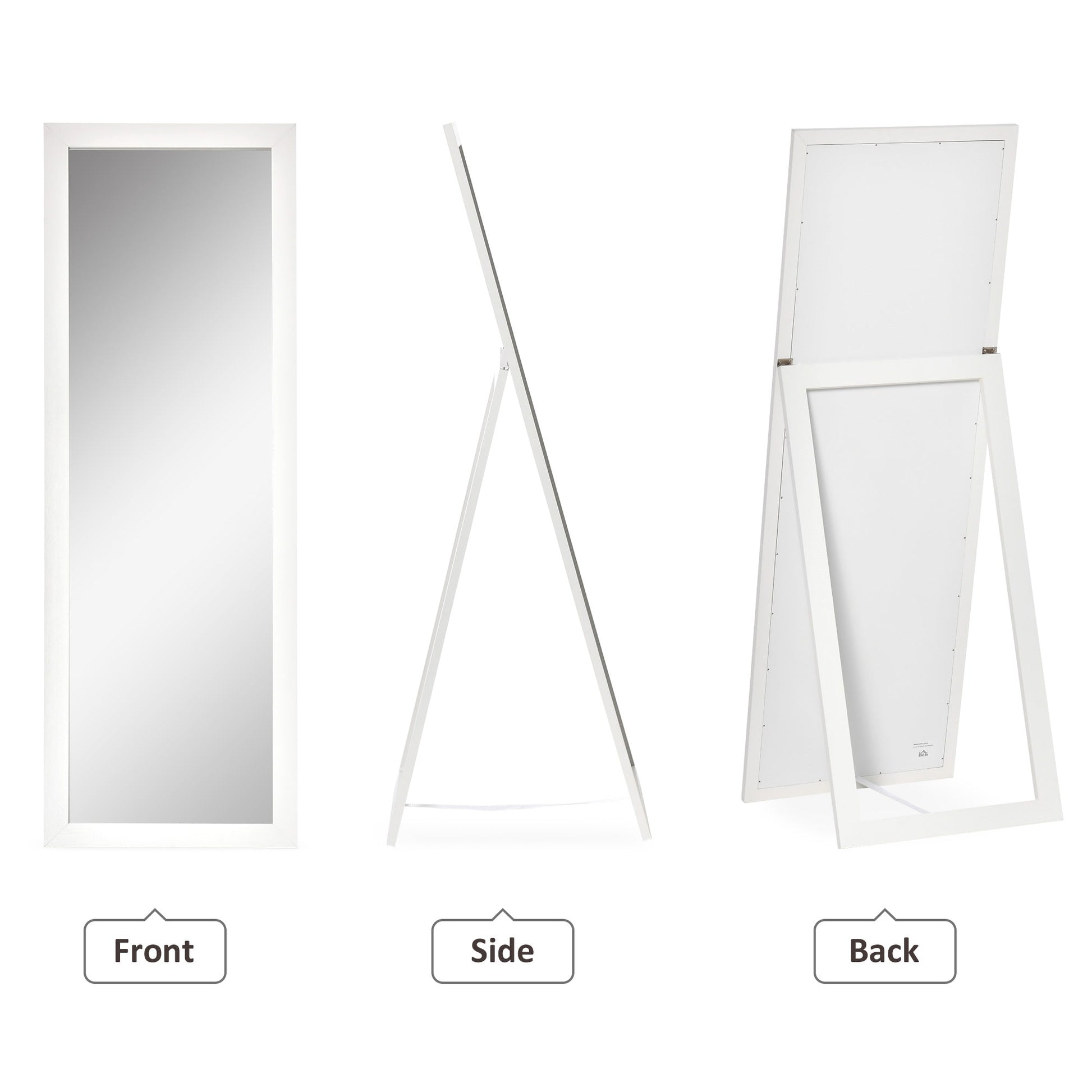 58" x 20" Full Length Mirror, Floor Standing Mirror, Rectangular Full Body Mirror for Bedroom, Living Room, White Full Length Mirrors   at Gallery Canada