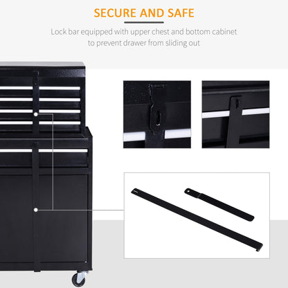 Rolling Tool Cabinet 2 in 1 Top Chest Storage Box 5 Drawers with Pegboard and Adjustable Shelf, Black Tool Organizers   at Gallery Canada