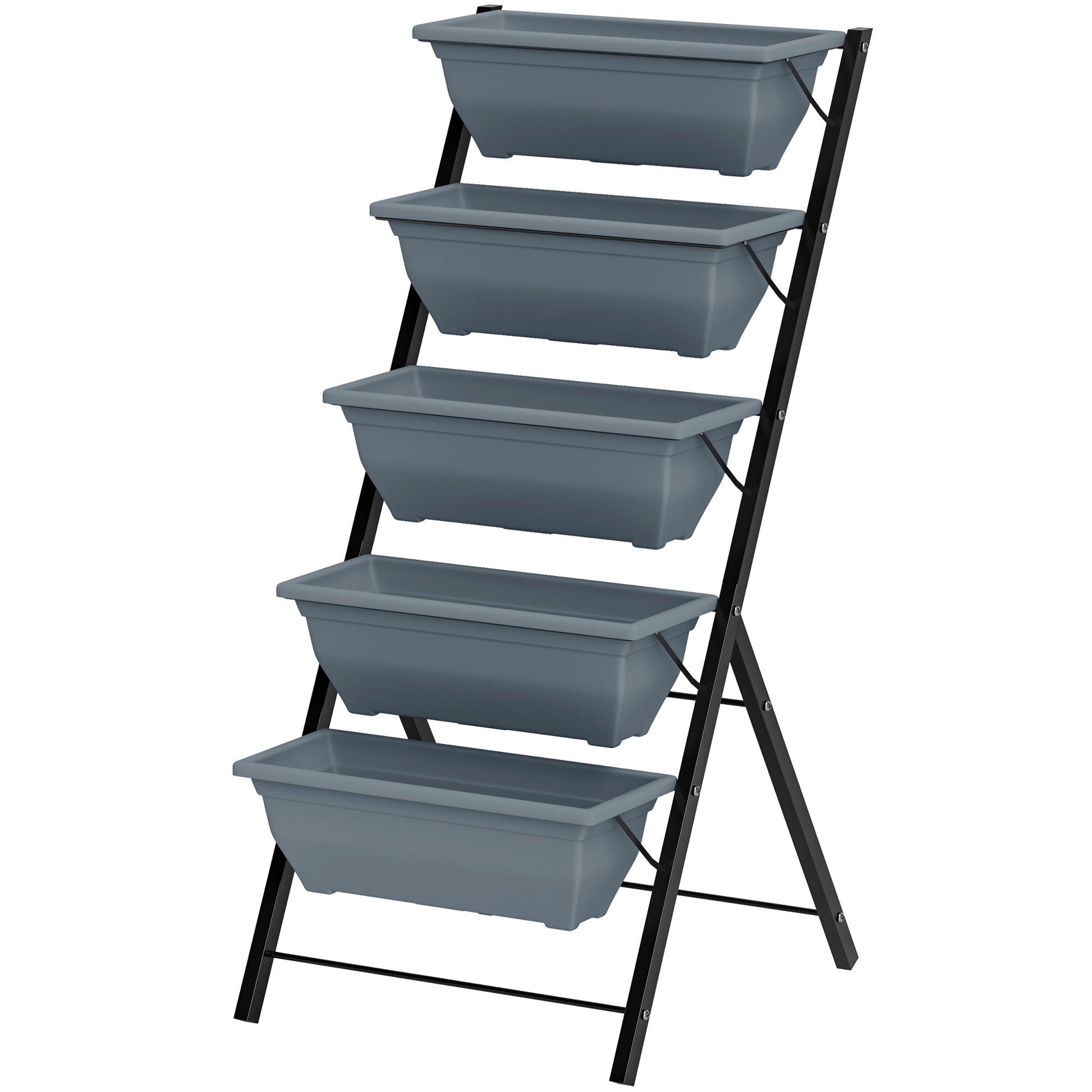 5-Tier Raised Garden Bed Plant Stand Flower Pots with Leaking Holes Grey Plant Stands at Gallery Canada