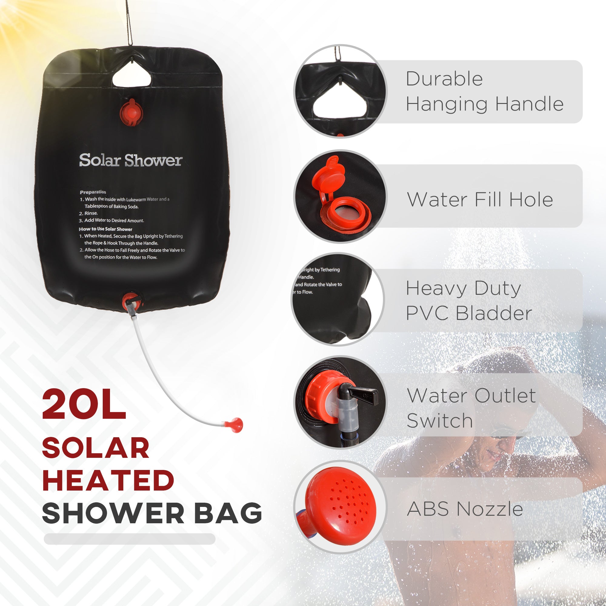 Outdoor Portable Pop Up Shower Tent Changing Tent Privacy Enclosure with 2 Rooms, Shower Bag, Floor for Camping, Black Camping Tents at Gallery Canada