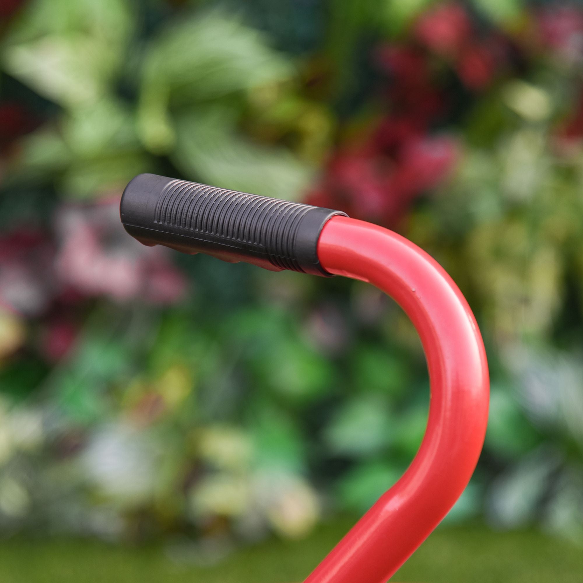 Garden Scooter, Rolling Cart with Swivel and Adjustable Seat, Tool Tray, Bucket Basket, Red and Black Folding Garden Carts at Gallery Canada