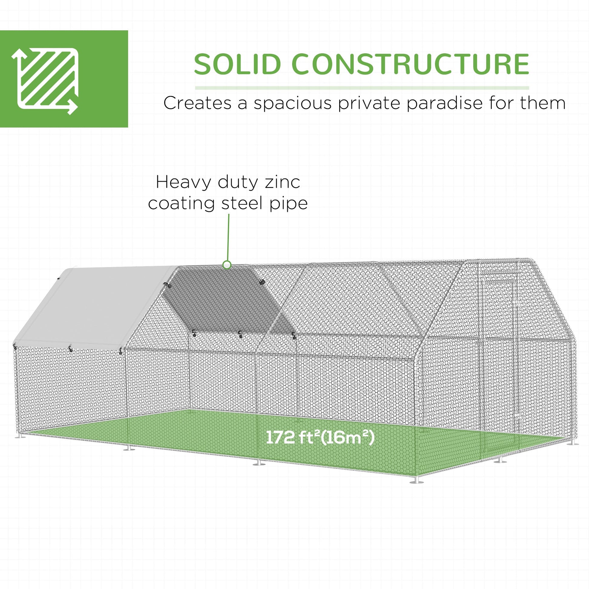 9.2' x 18.7' Metal Chicken Coop, Galvanized Walk-in Hen House, Poultry Cage Outdoor Backyard with Waterproof UV-Protection Cover for Rabbits, Ducks Chicken Coops   at Gallery Canada