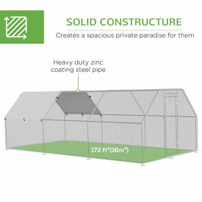 9.2' x 18.7' Metal Chicken Coop, Galvanized Walk-in Hen House, Poultry Cage Outdoor Backyard with Waterproof UV-Protection Cover for Rabbits, Ducks Chicken Coops   at Gallery Canada