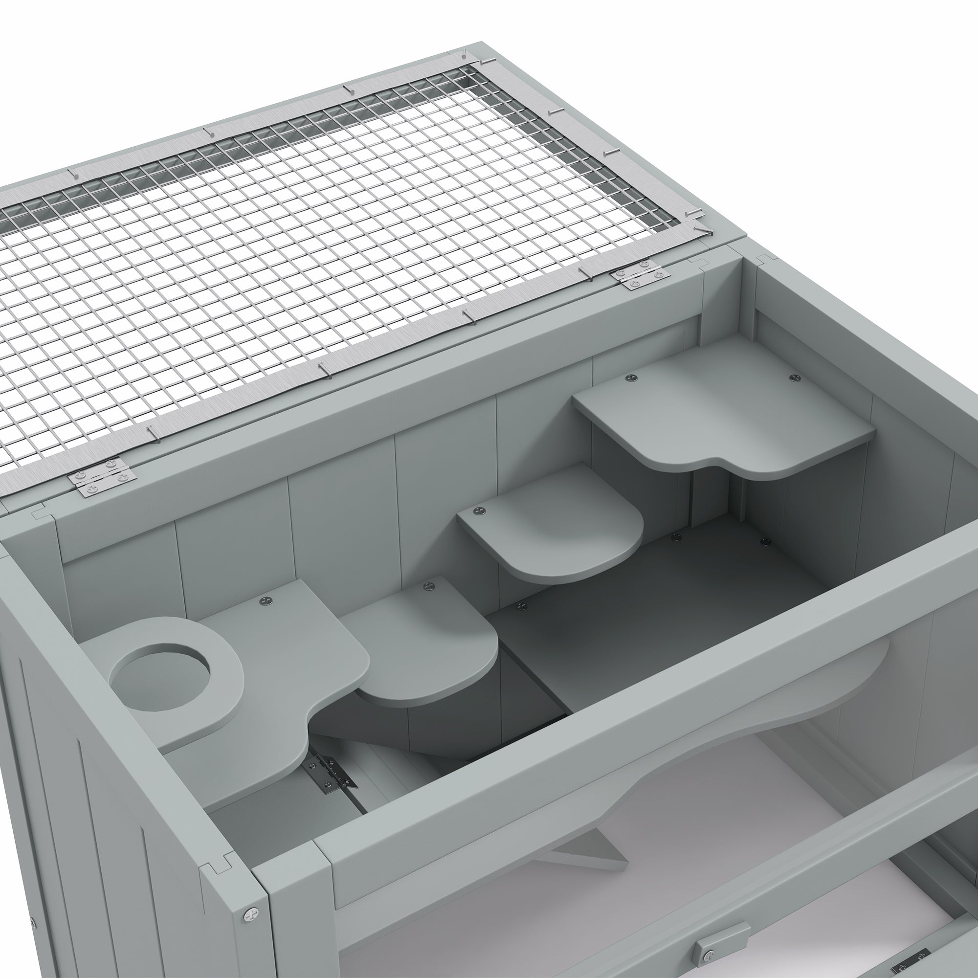 24 Inch Hamster Cage, 2 Levels Small Animals Habitat Pet House with Openable Roof, Run Space, Platforms, Grey Hamster Cages at Gallery Canada