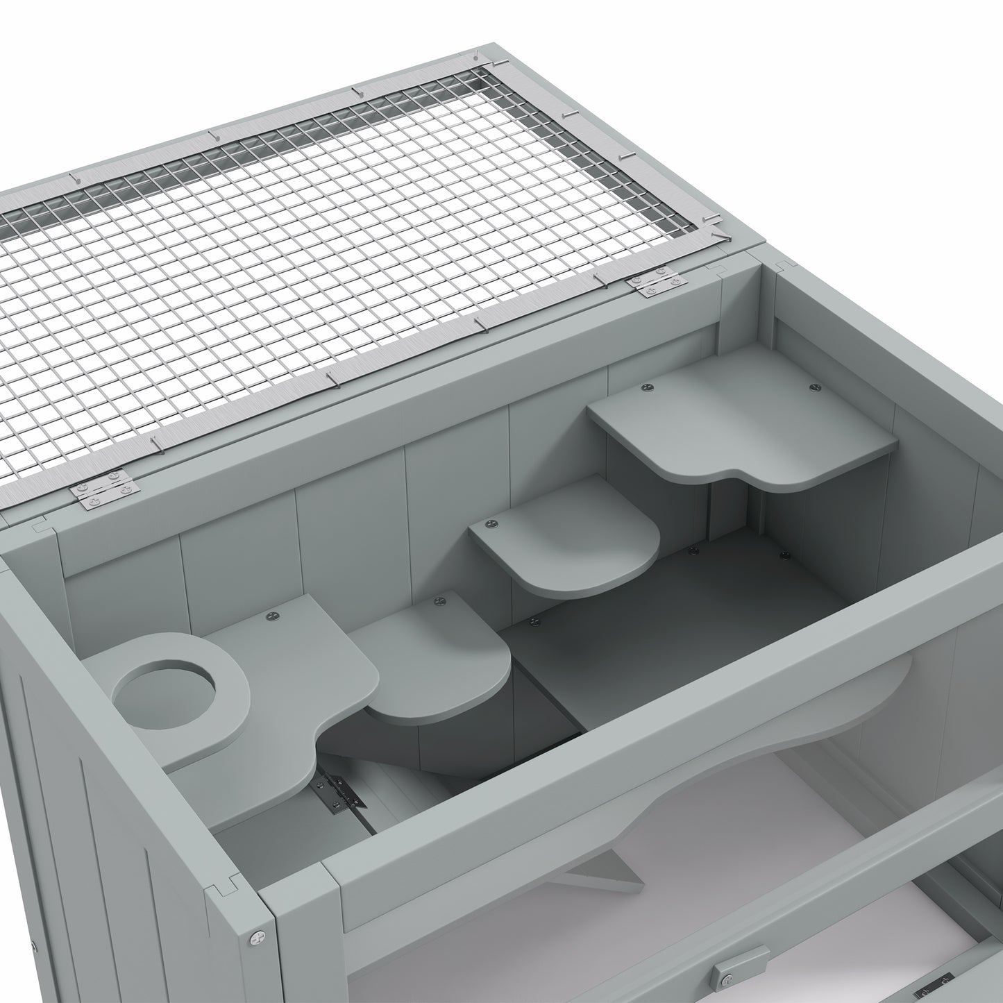 24 Inch Hamster Cage, 2 Levels Small Animals Habitat Pet House with Openable Roof, Run Space, Platforms, Grey Hamster Cages at Gallery Canada