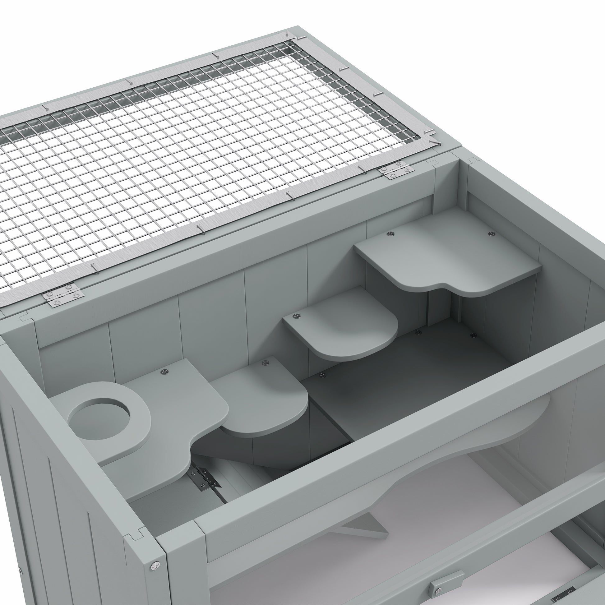 24 Inch Hamster Cage, 2 Levels Small Animals Habitat Pet House with Openable Roof, Run Space, Platforms, Grey Hamster Cages at Gallery Canada